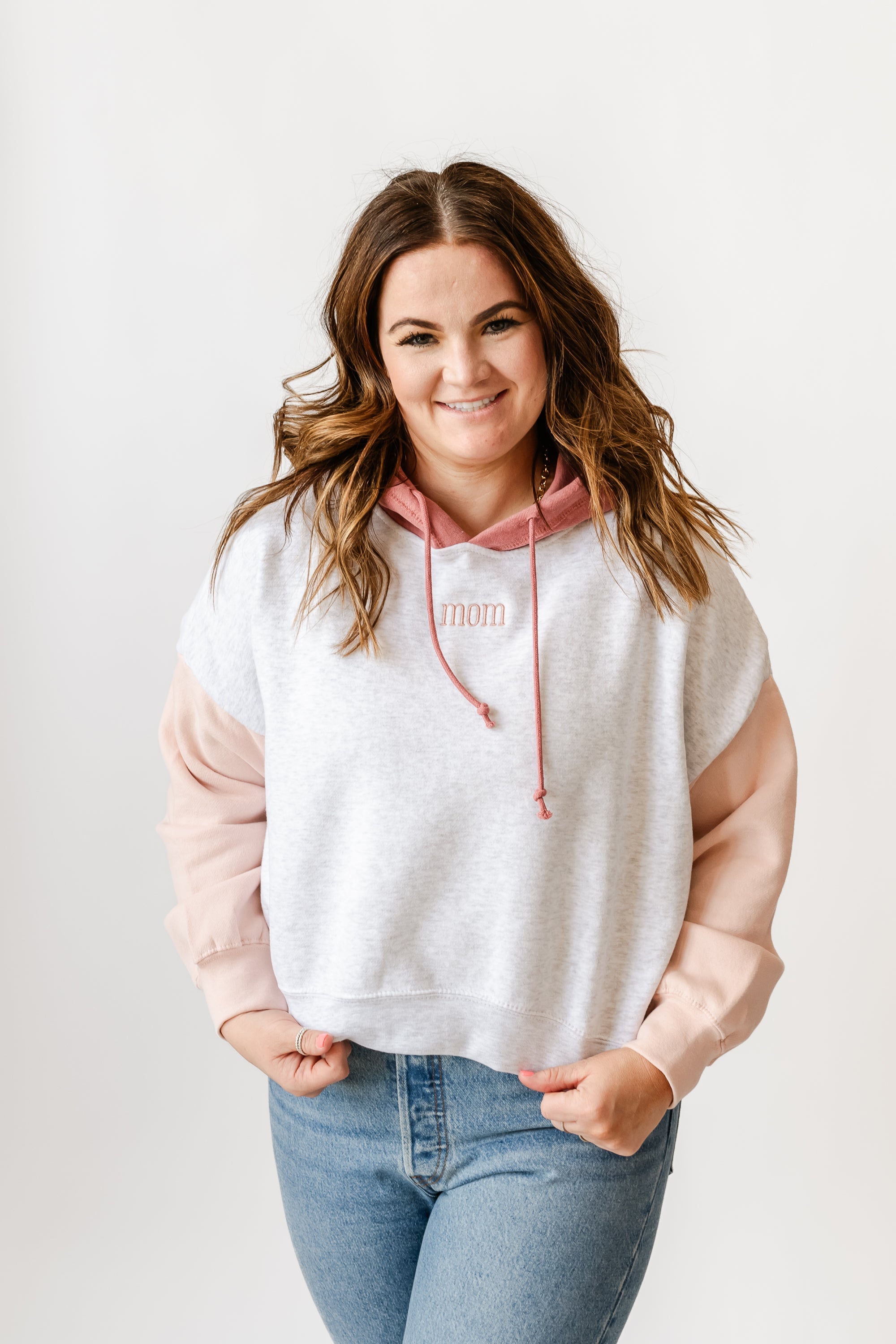 The Essential Crop Hoodie (Made Ya Blush - Mom) Little Mama Shirt Shop LLC
