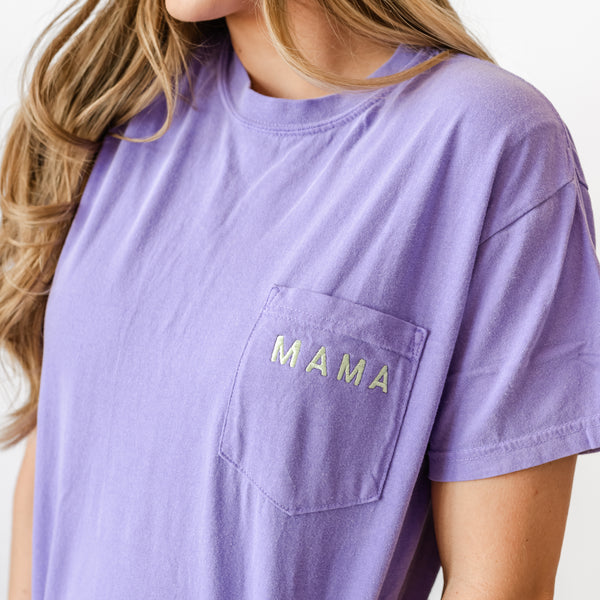 FLAVOR OF THE WEEK - #1 - EMBROIDERED POCKET TEE - MAMA TINY CAPS