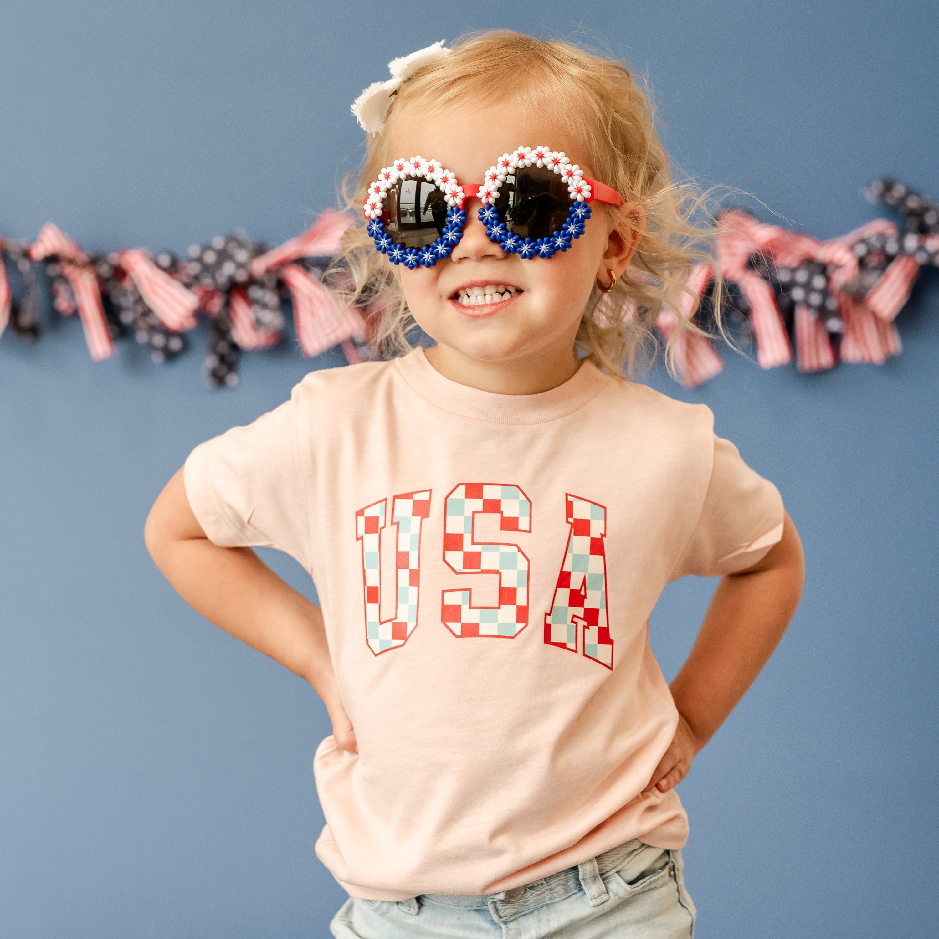 Checkered USA - Child Tee Little Mama Shirt Shop