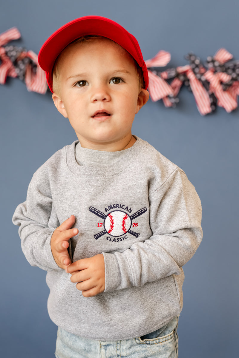 Embroidered Child Sweater - Baseball - American Classic 1776