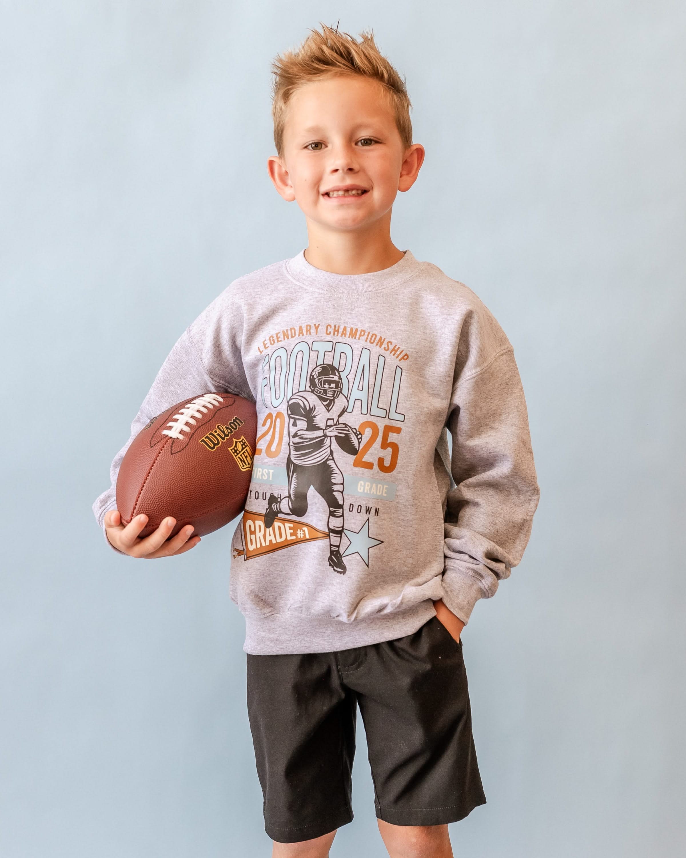 Legendary Football (Choose Your Grade) - Gray Child Sweater Little Mama Shirt Shop