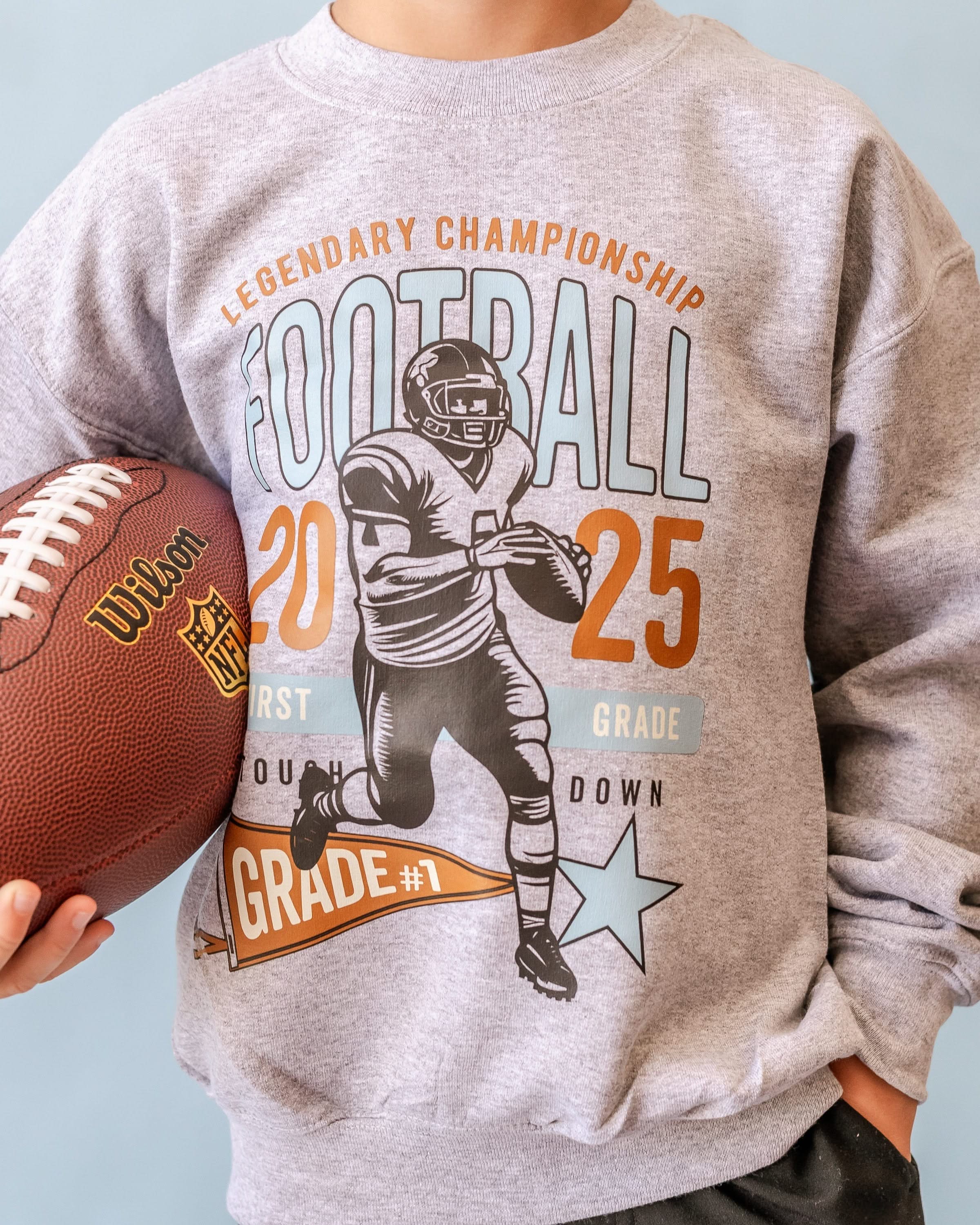 Legendary Football (Choose Your Grade) - Gray Child Sweater Little Mama Shirt Shop
