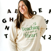 Teaching is a Work of Heart - LONG SLEEVE COMFORT COLORS TEE Little Mama Shirt Shop