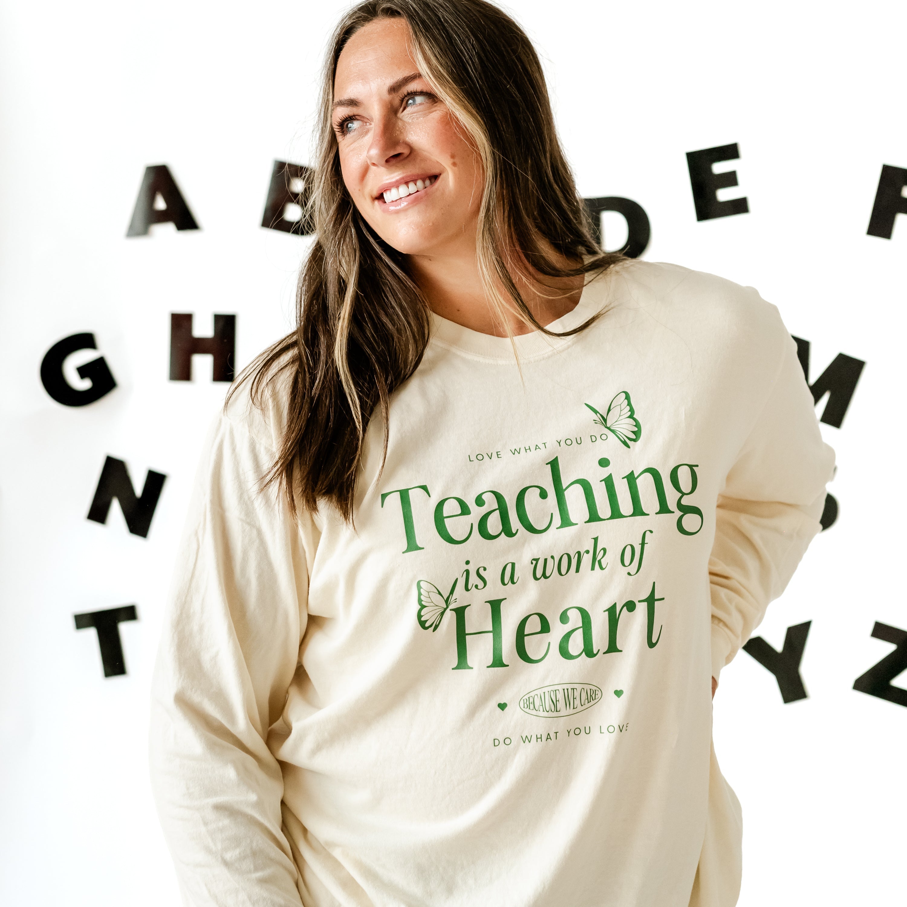 Teaching is a Work of Heart - LONG SLEEVE COMFORT COLORS TEE Little Mama Shirt Shop