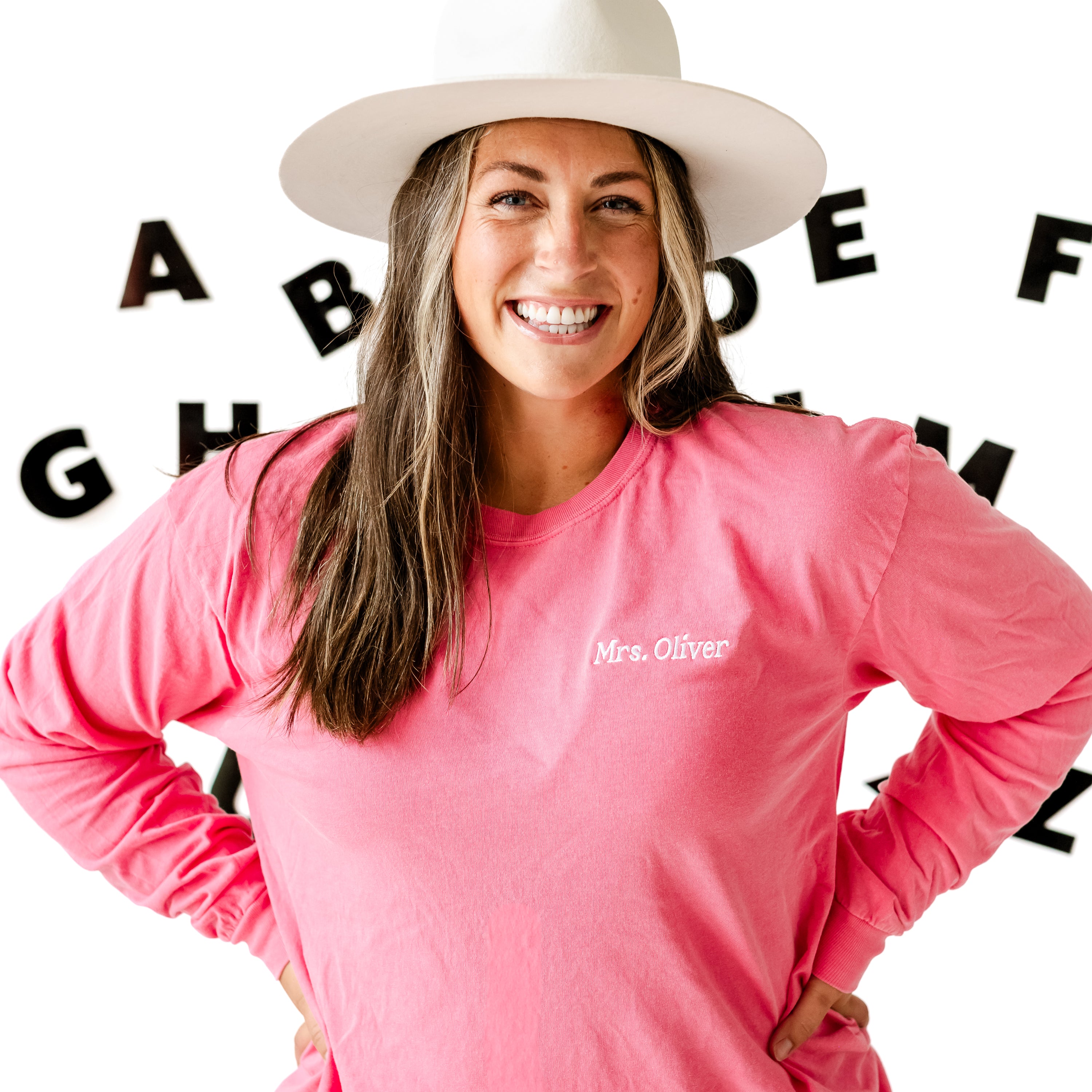 CUSTOM TEACHER TEE - Embroidered LONG SLEEVE Comfort Colors Tee - (Enter Your Custom Name) Little Mama Shirt Shop