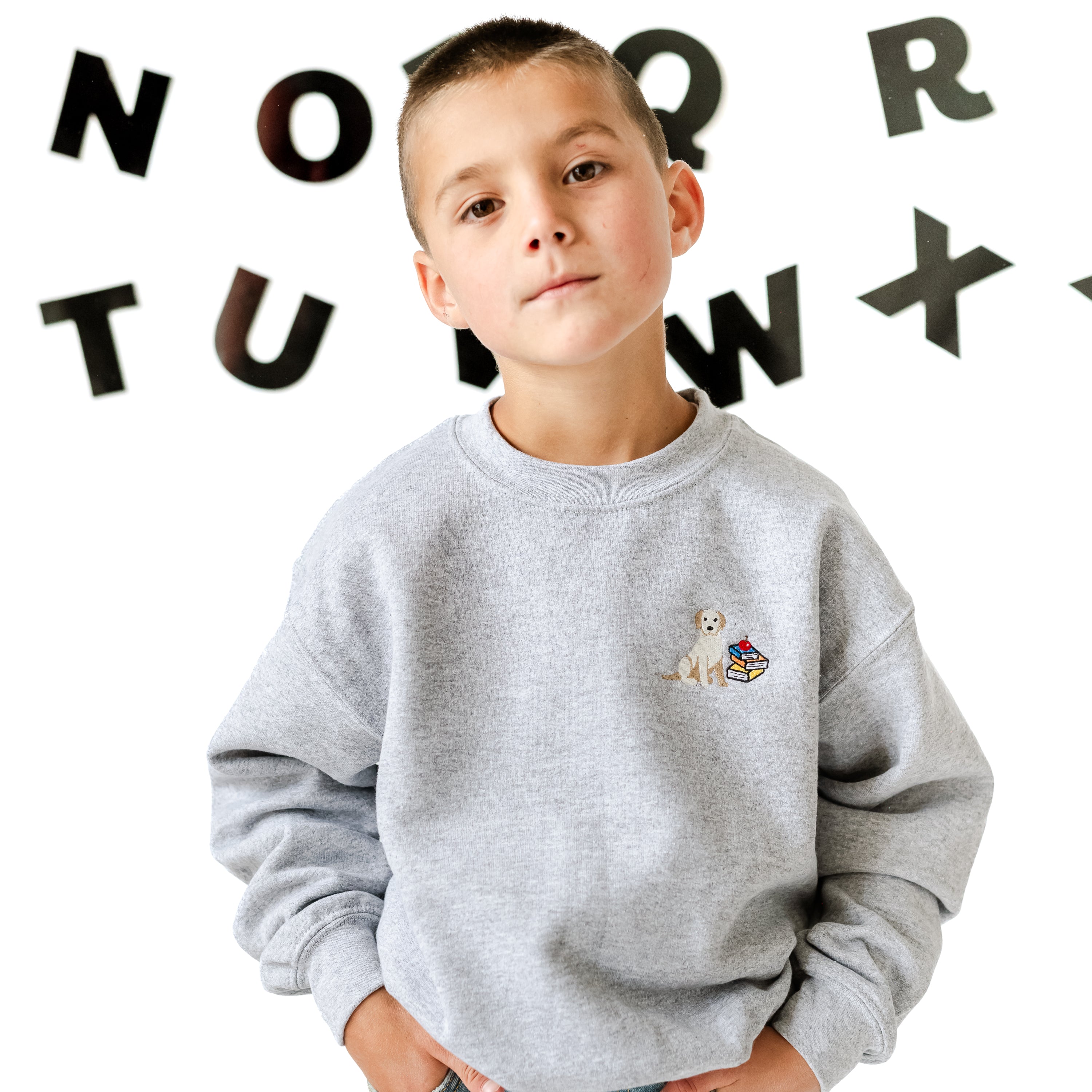 EMBROIDERED - SCHOOL PUP - Child Sweater Little Mama Shirt Shop