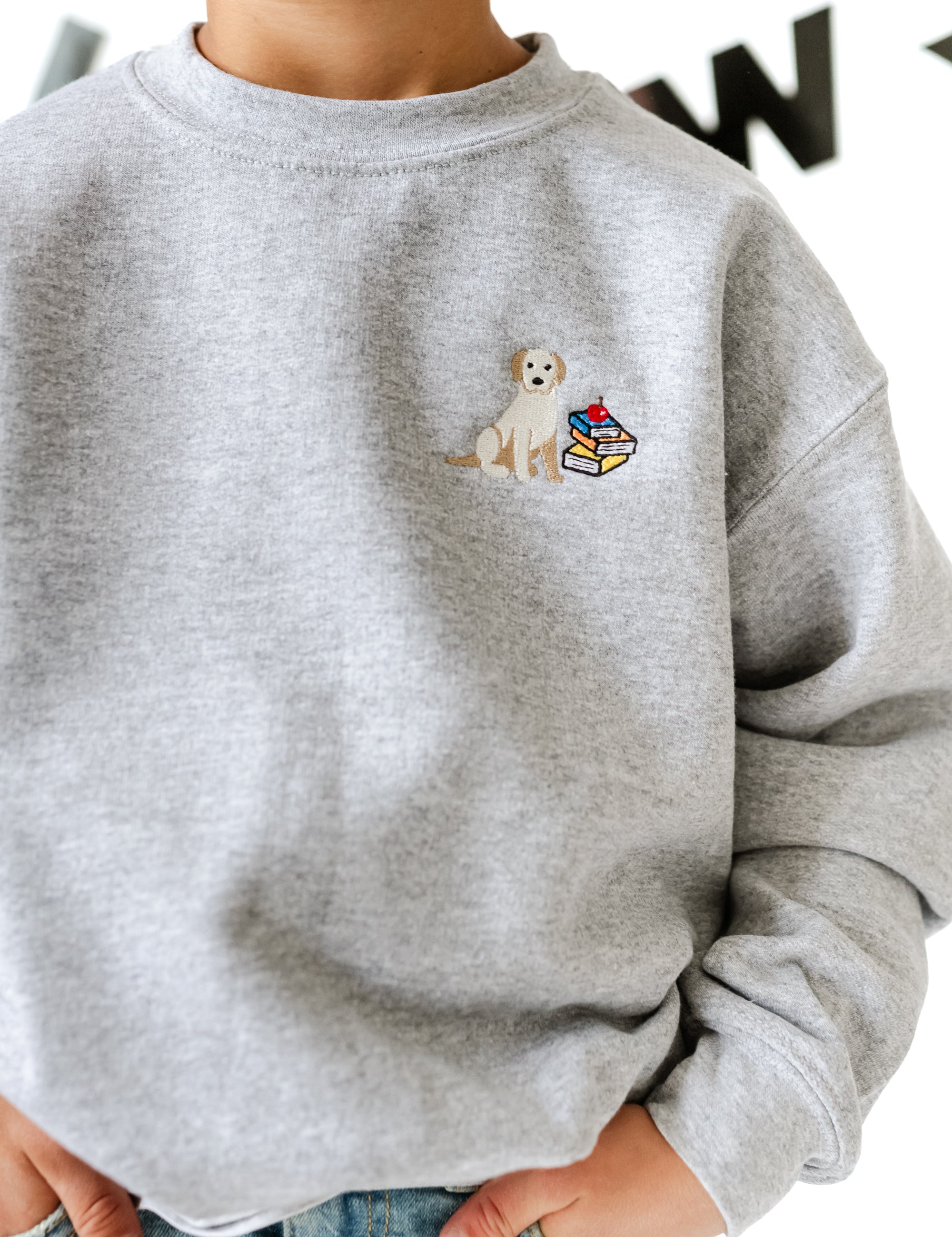 EMBROIDERED - SCHOOL PUP - Child Sweater Little Mama Shirt Shop