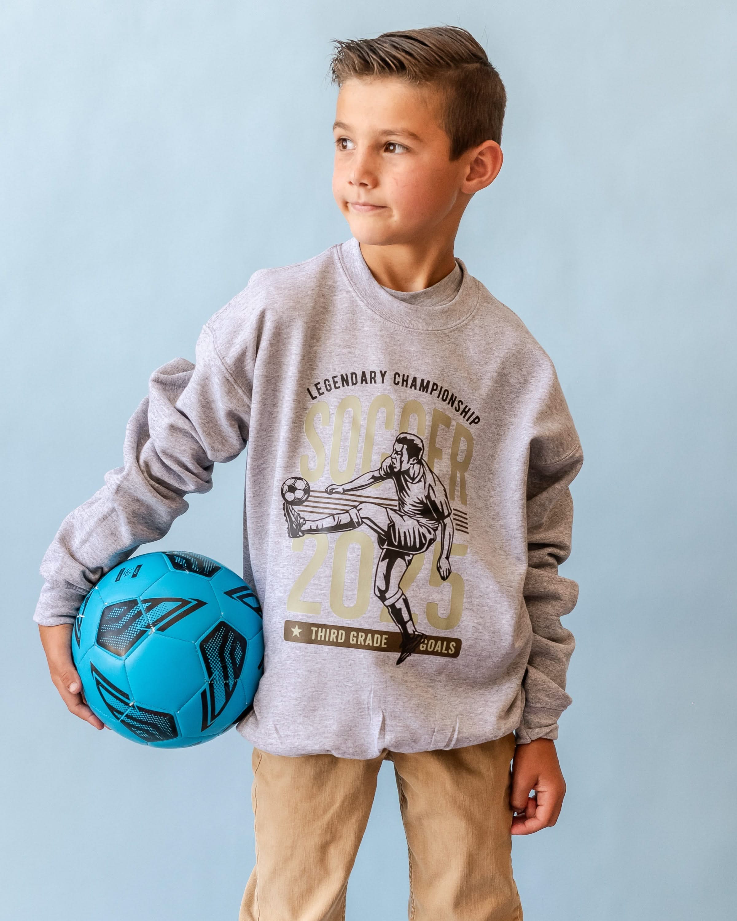 Legendary Soccer (Choose Your Grade) - Gray Child Sweater Little Mama Shirt Shop