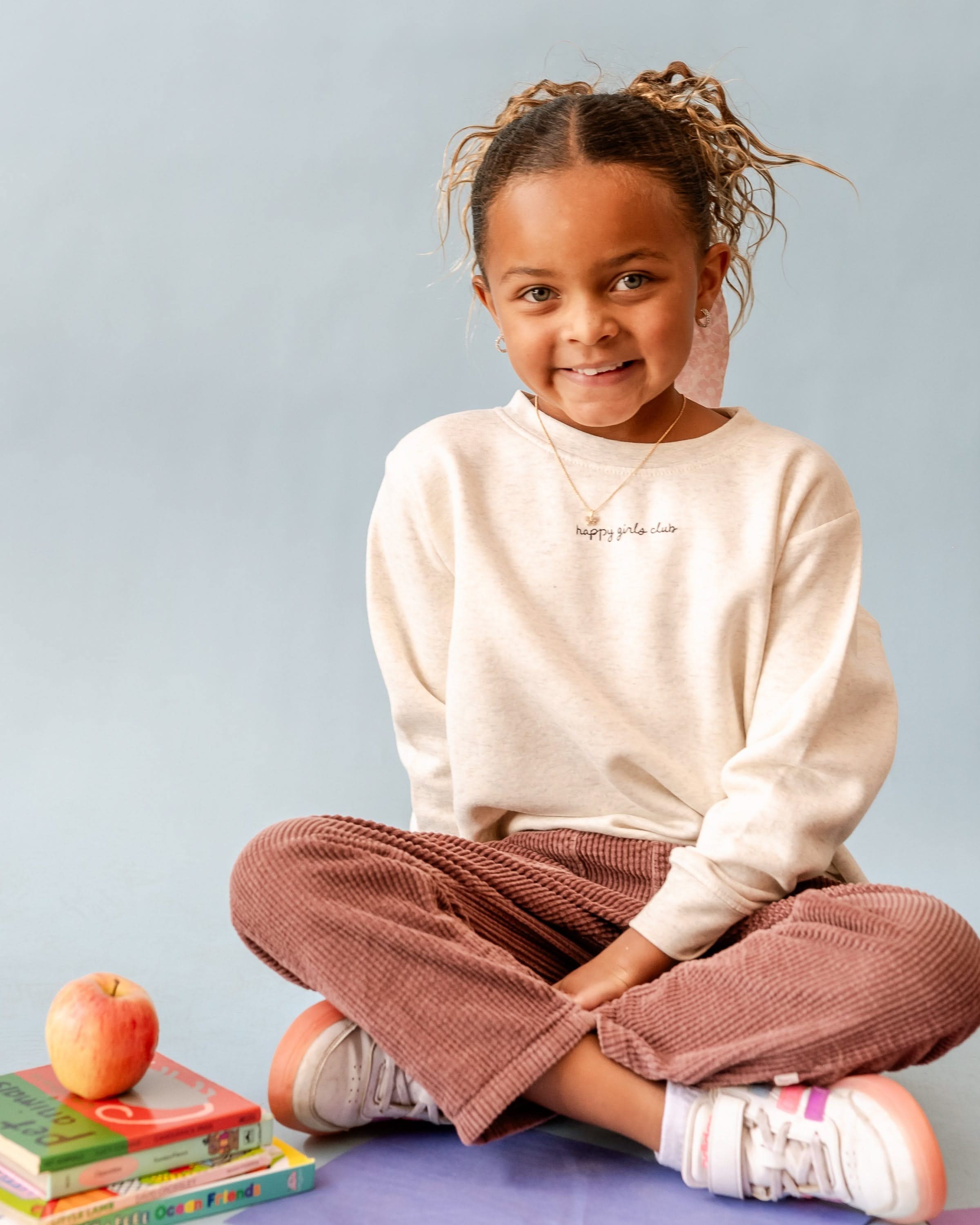 Happy Girls Club (center & b) - Heathered Natural Child Sweater Little Mama Shirt Shop