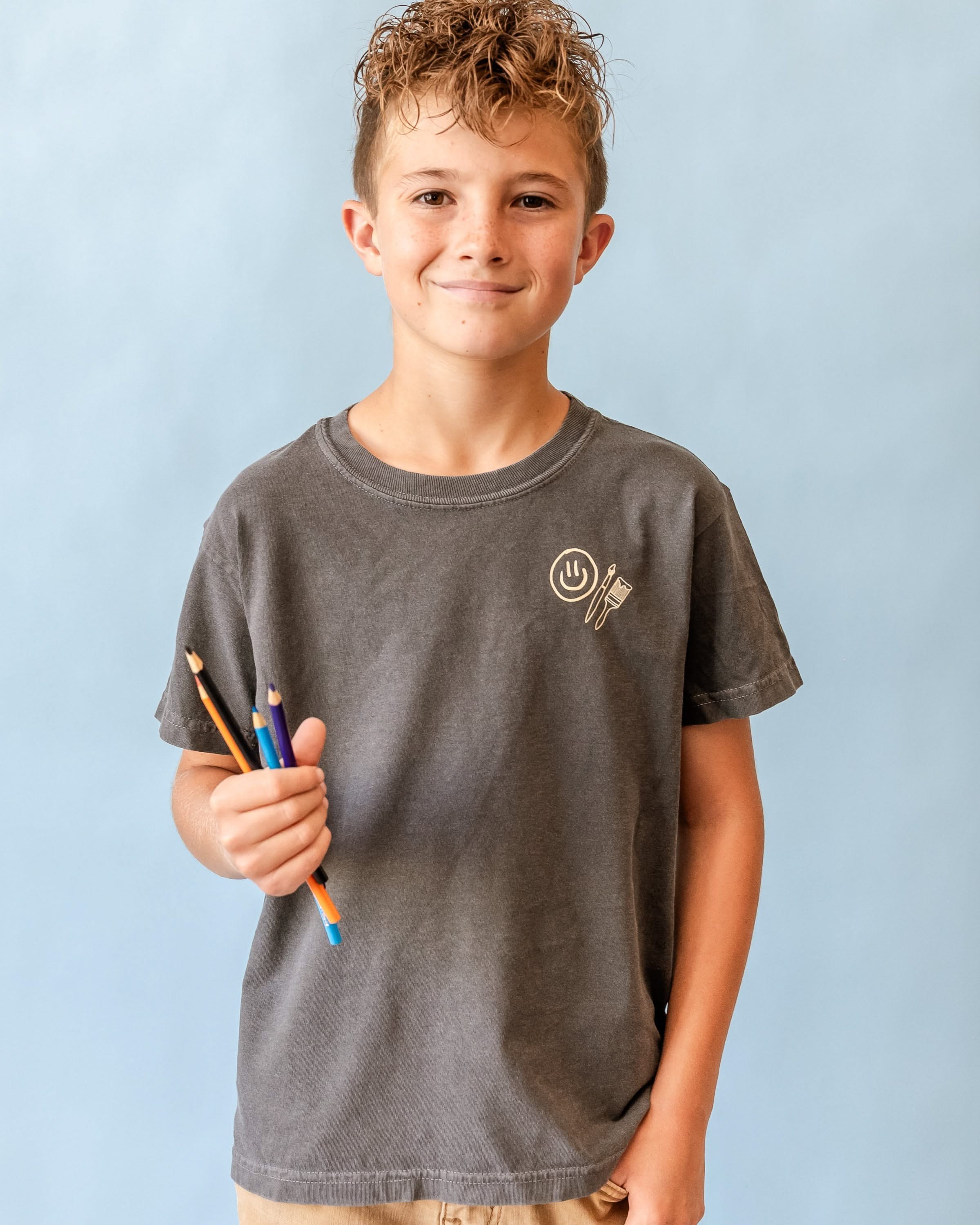 You Belong Here - Smiley and Supplies (pf&b) - YOUTH Comfort Colors Tee Little Mama Shirt Shop