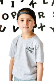 School Days Pocket Design on Front w/ Full School Days Design on Back - Short Sleeve Child Shirt Little Mama Shirt Shop