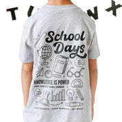 School Days Pocket Design on Front w/ Full School Days Design on Back - Short Sleeve Child Shirt Little Mama Shirt Shop