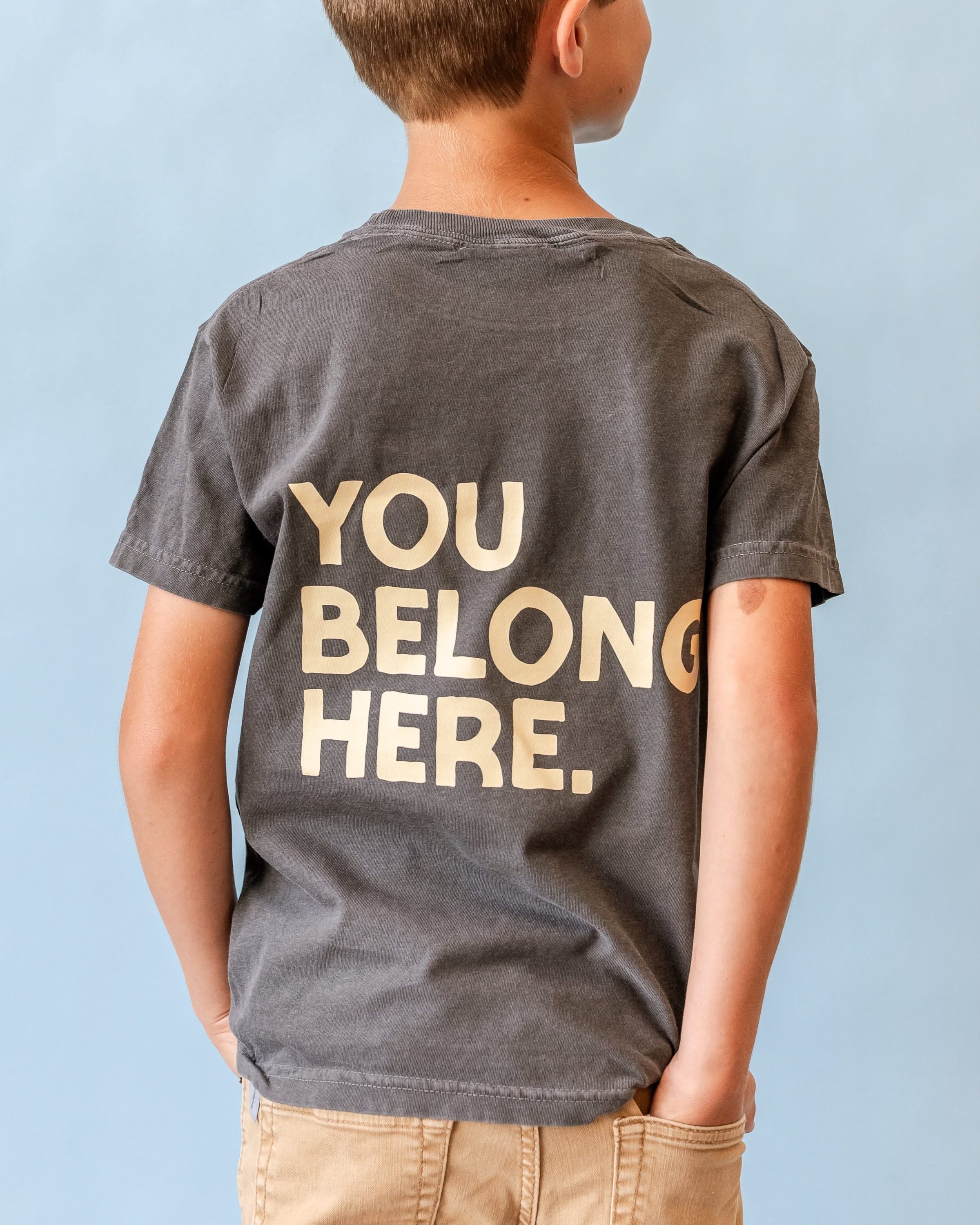 You Belong Here - Smiley and Supplies (pf&b) - YOUTH Comfort Colors Tee Little Mama Shirt Shop