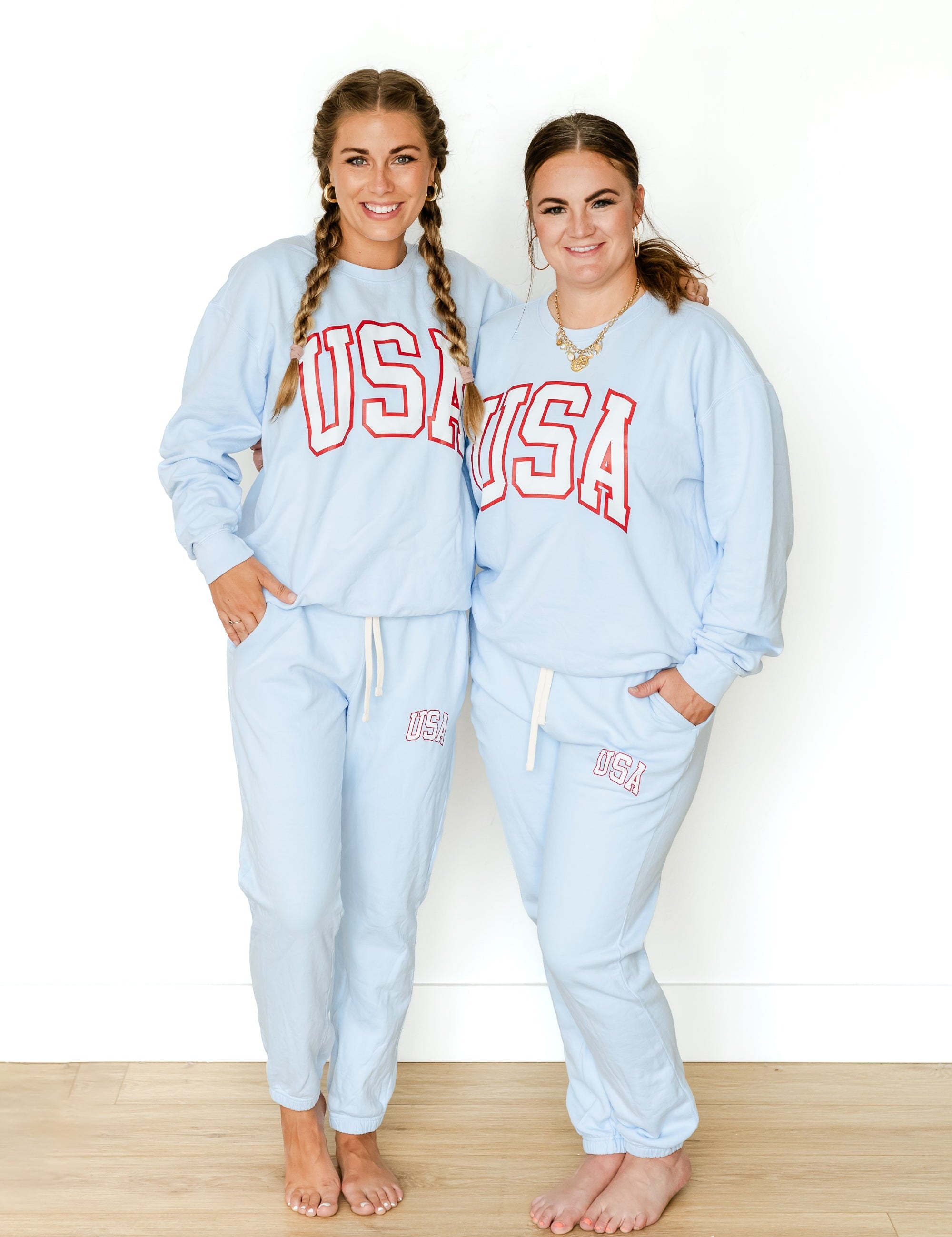 USA - Powder Blue Olympic JOGGERS - Comfort Colors Little Mama Shirt Shop LLC