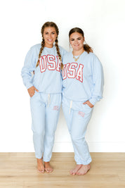 USA - Powder Blue Olympic JOGGERS - Comfort Colors Little Mama Shirt Shop LLC