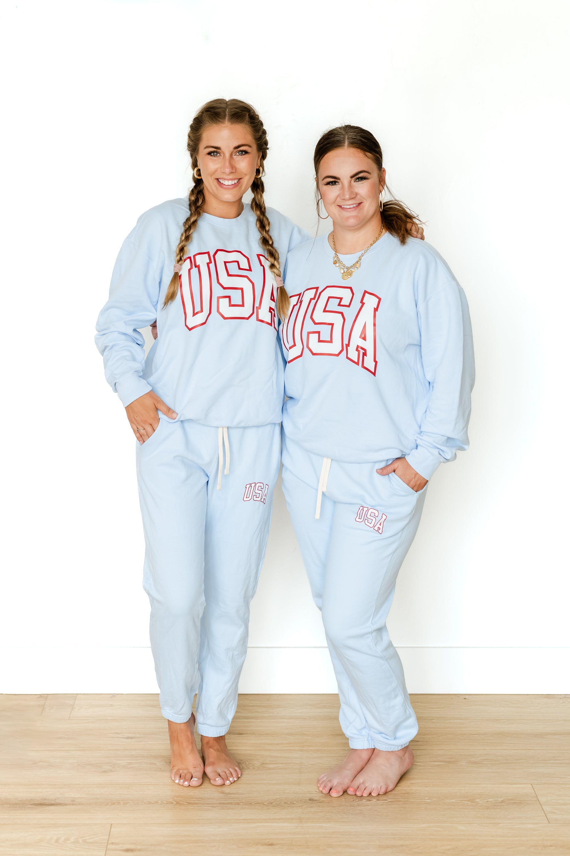 USA - Powder Blue Olympic JOGGERS - Comfort Colors Little Mama Shirt Shop LLC