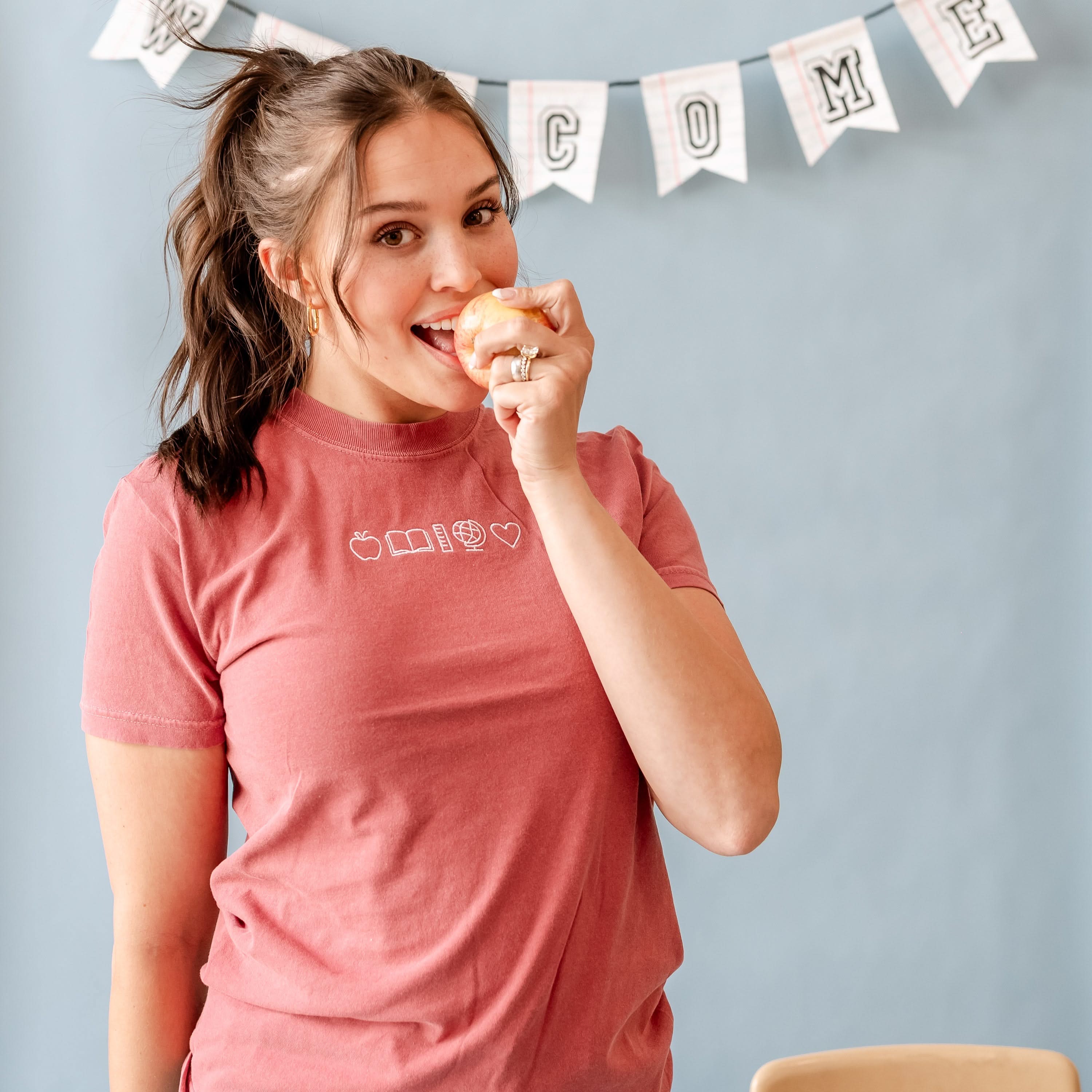 Embroidered Comfort Colors Tee - 5 School Things Little Mama Shirt Shop