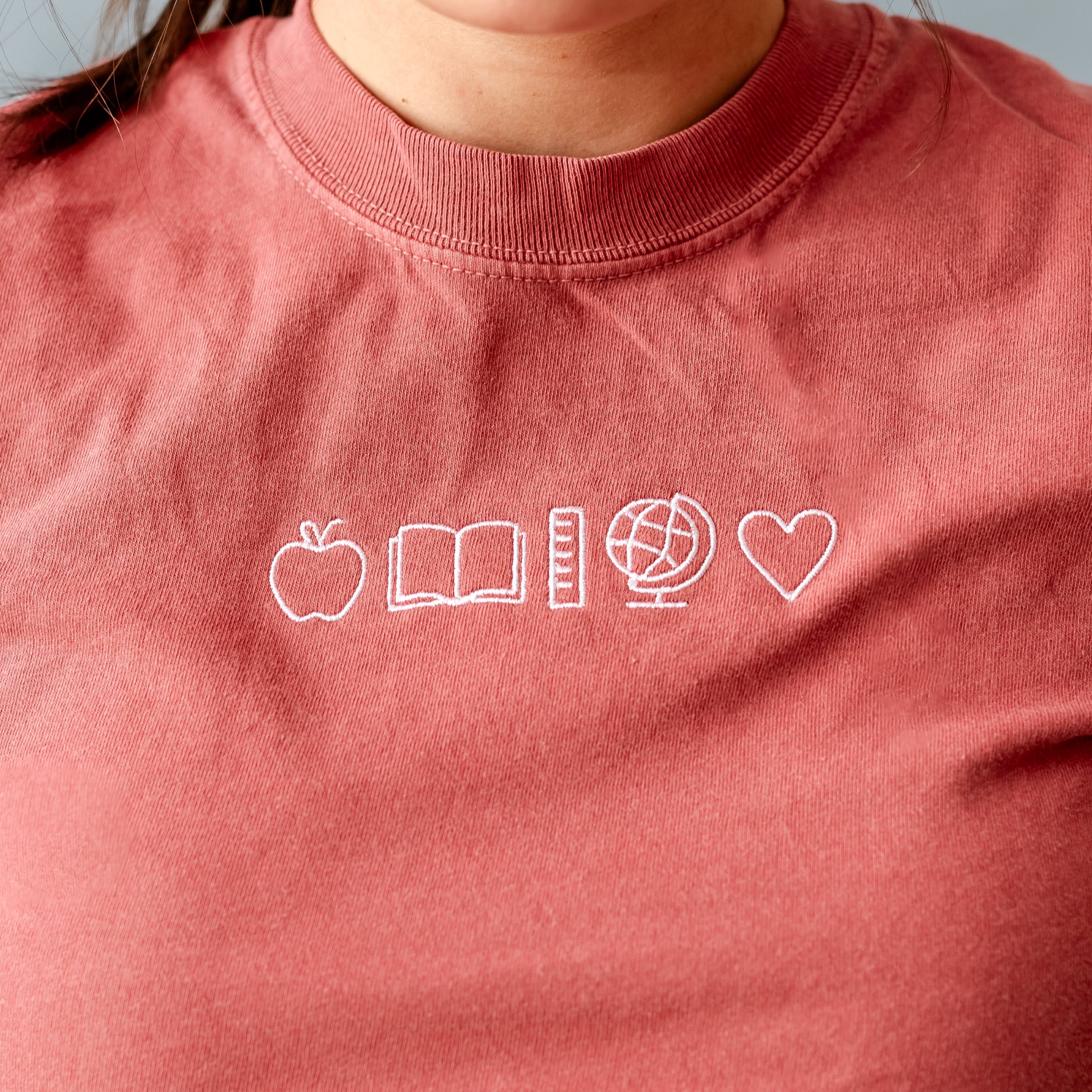 Embroidered Comfort Colors Tee - 5 School Things Little Mama Shirt Shop