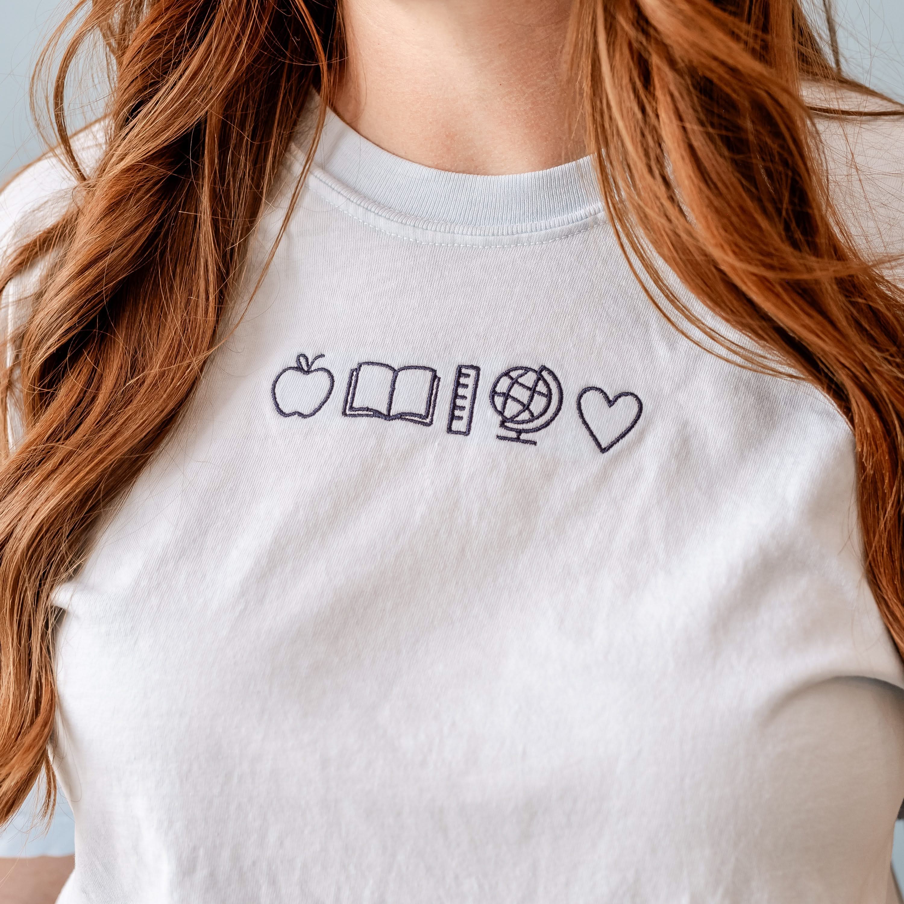 Embroidered Comfort Colors Tee - 5 School Things Little Mama Shirt Shop