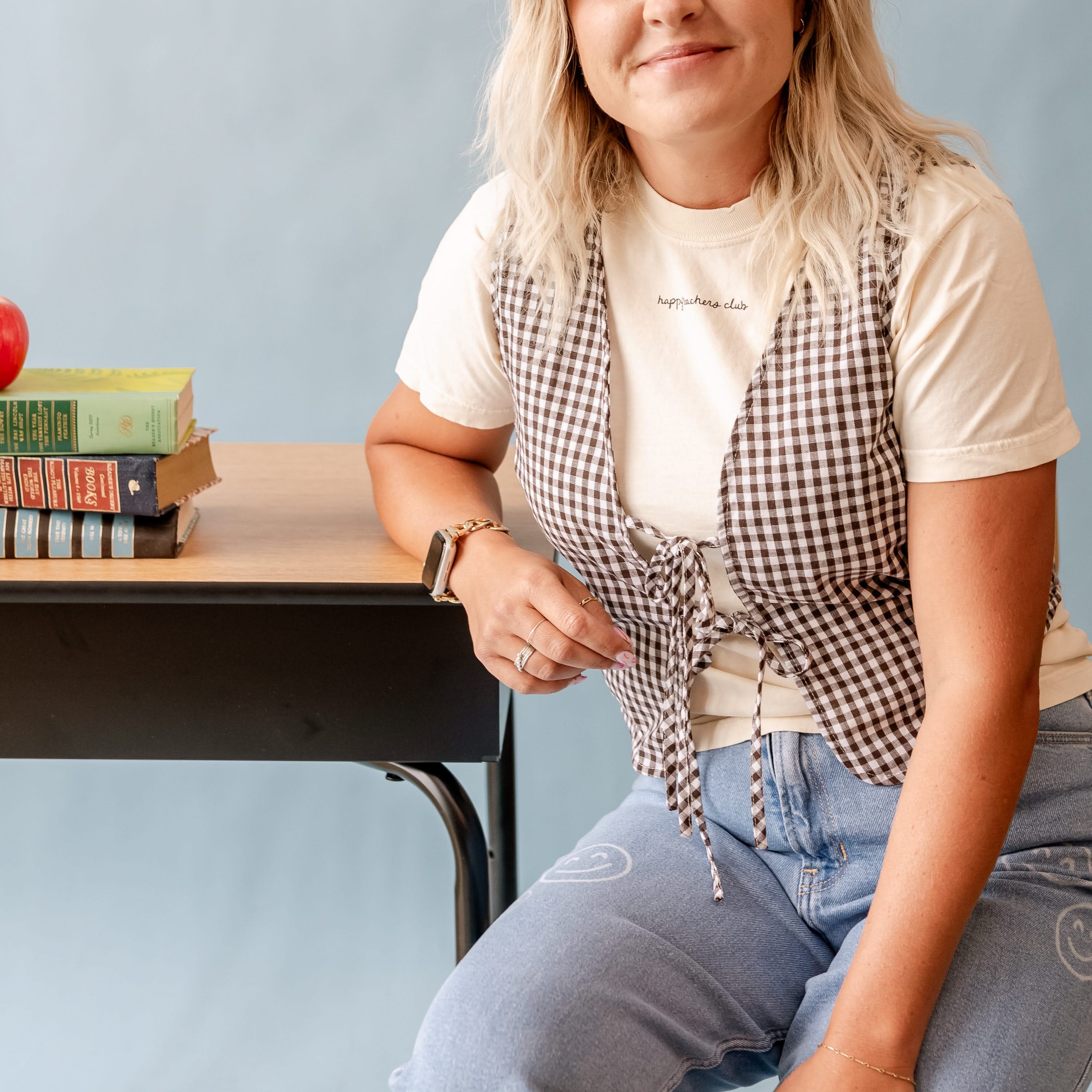 Happy Teachers Club (center & b) - Ivory Comfort Colors Tee Little Mama Shirt Shop