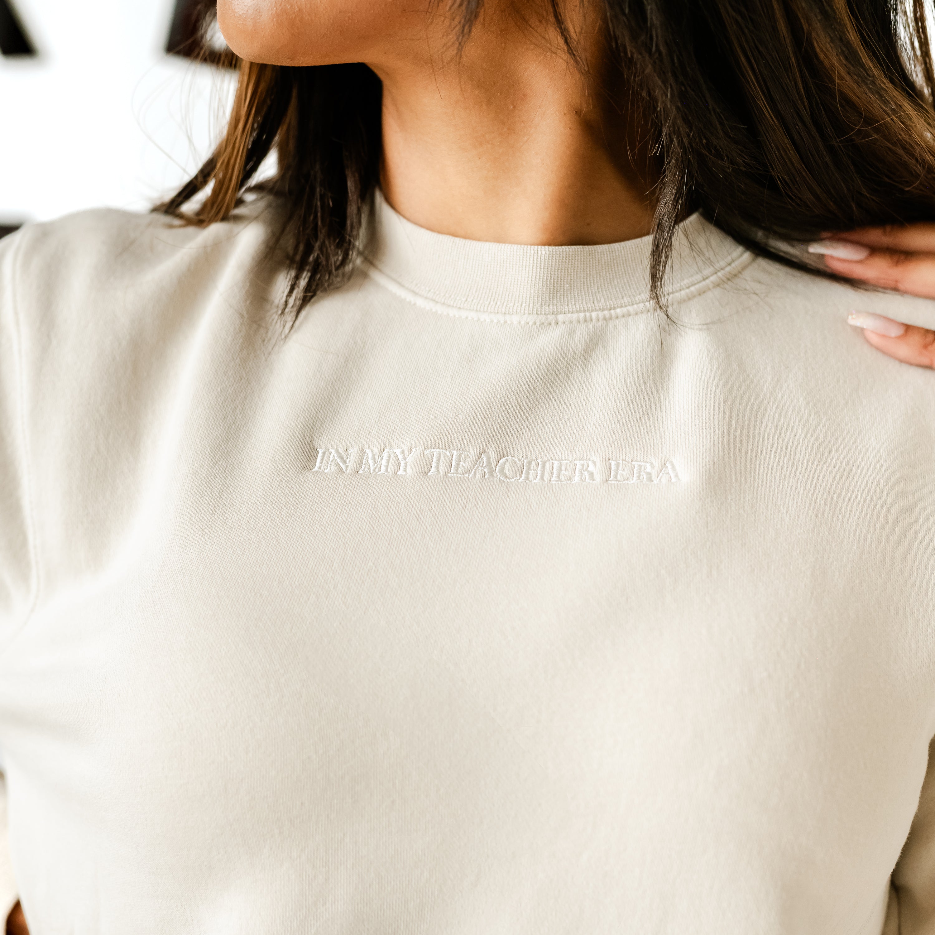 In My Teacher Era - Embroidered Pigment Crewneck Little Mama Shirt Shop LLC