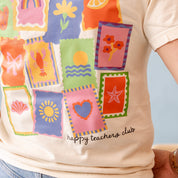 Happy Teachers Club (center & b) - Ivory Comfort Colors Tee Little Mama Shirt Shop