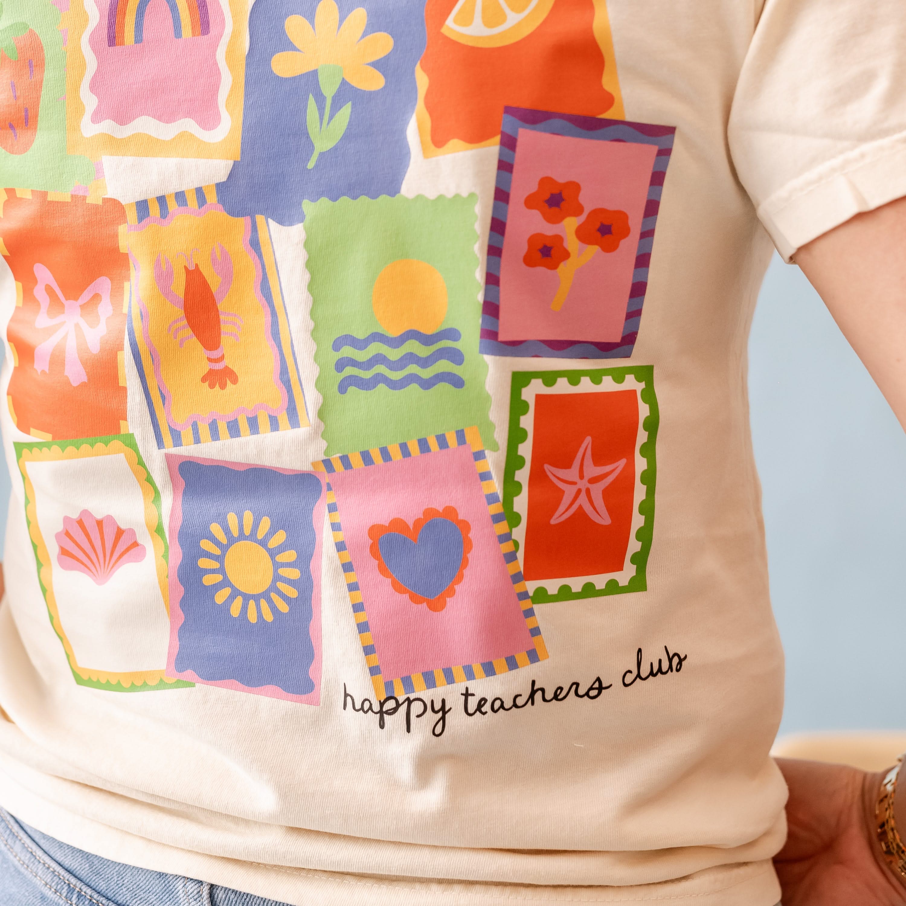 Happy Teachers Club (center & b) - Ivory Comfort Colors Tee Little Mama Shirt Shop
