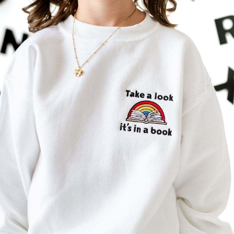 EMBROIDERED - TAKE A LOOK, IT'S IN A BOOK - READING RAINBOW - Child Sweater