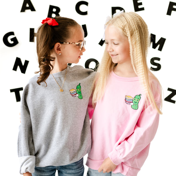 EMBROIDERED - BACK TO SCHOOL PICKLE - Child Sweater