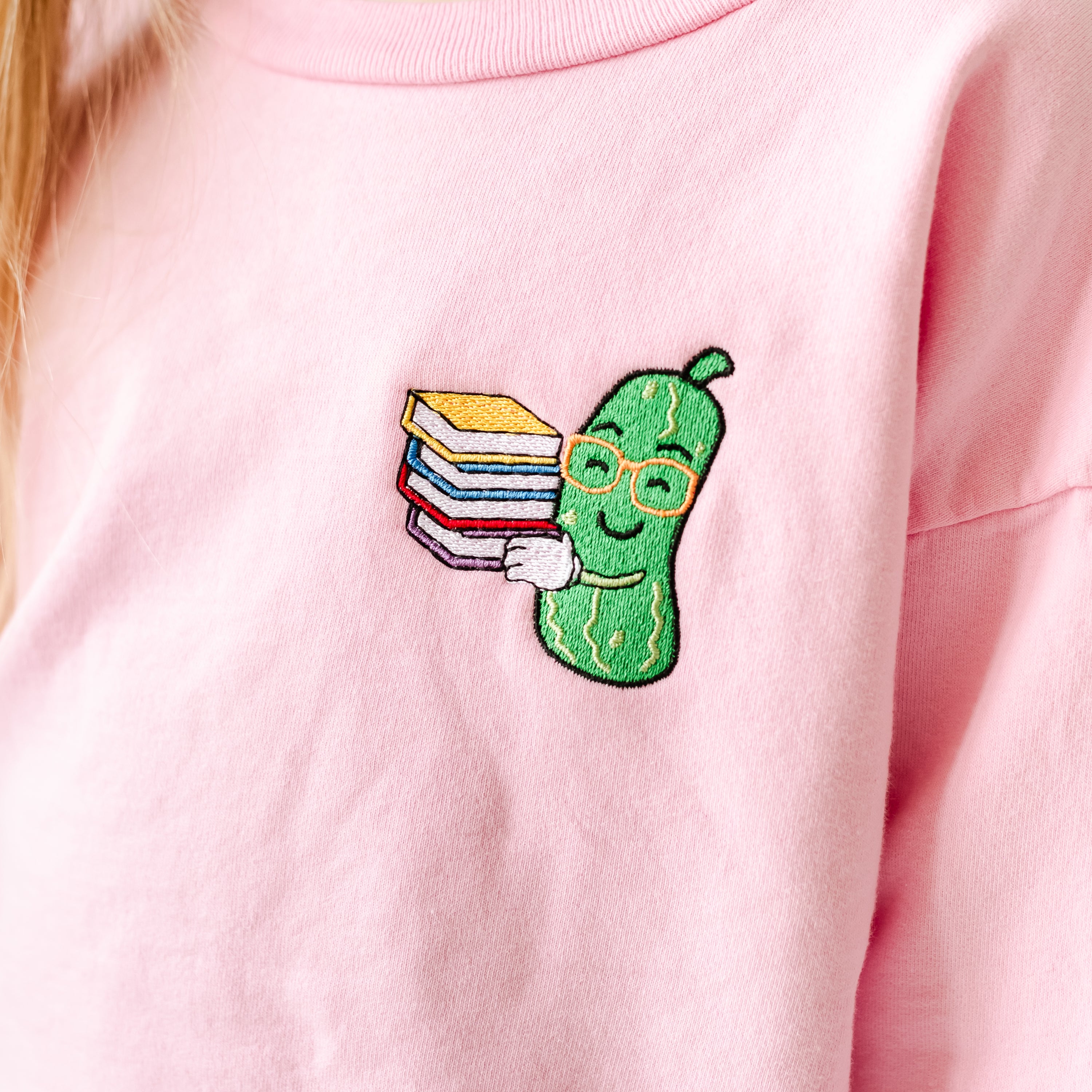 EMBROIDERED - BACK TO SCHOOL PICKLE - Child Sweater Little Mama Shirt Shop
