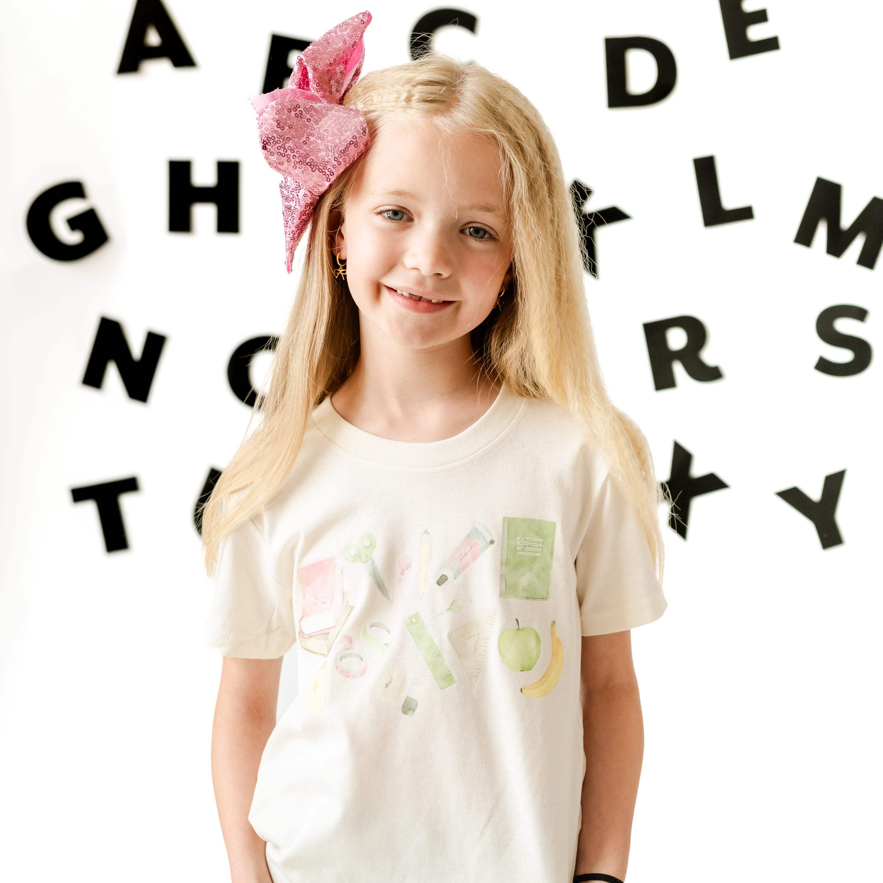 Watercolor School Supplies - Short Sleeve Child Shirt Little Mama Shirt Shop