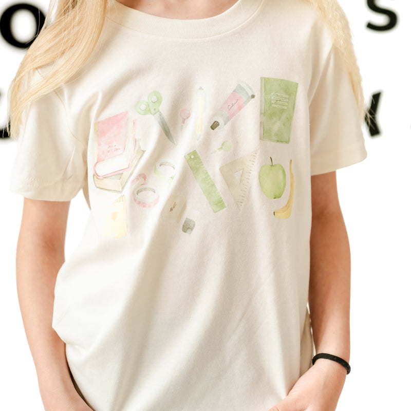 Watercolor School Supplies - Short Sleeve Child Shirt