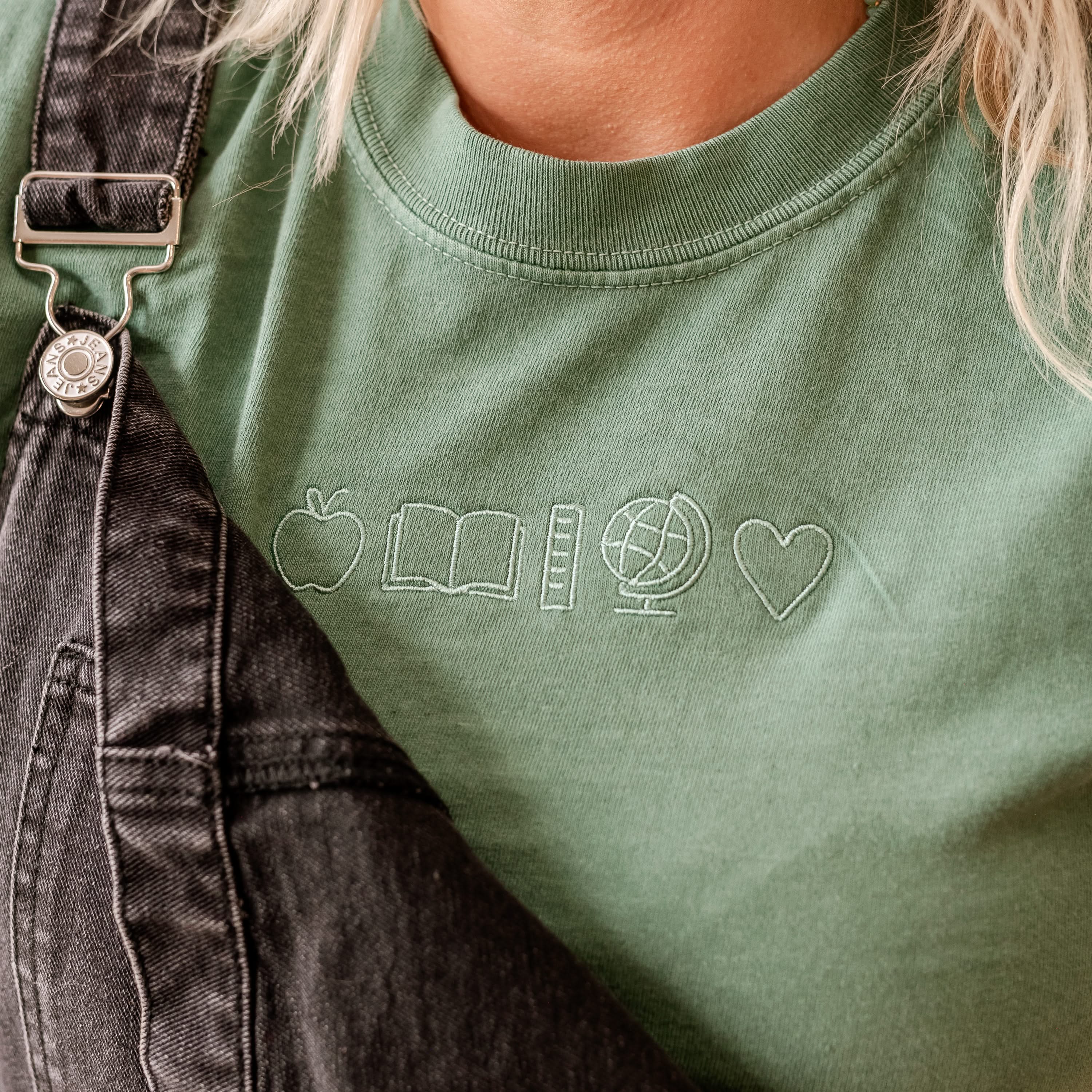 Embroidered Comfort Colors Tee - 5 School Things Little Mama Shirt Shop