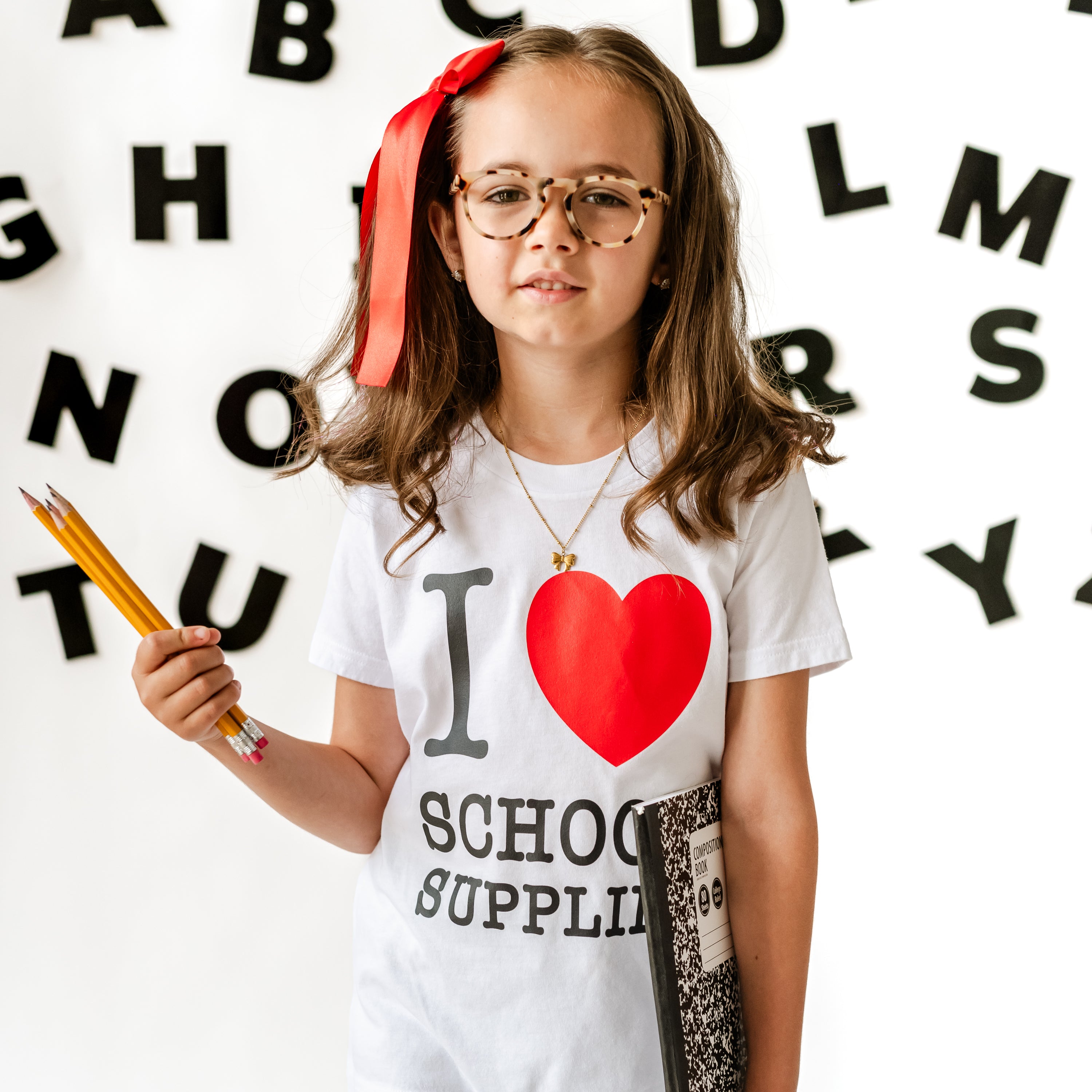 I ♥ School Supplies - Short Sleeve Child Shirt Little Mama Shirt Shop