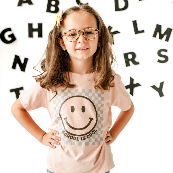 SCHOOL IS COOL (Smiley Face) - Short Sleeve Child Shirt