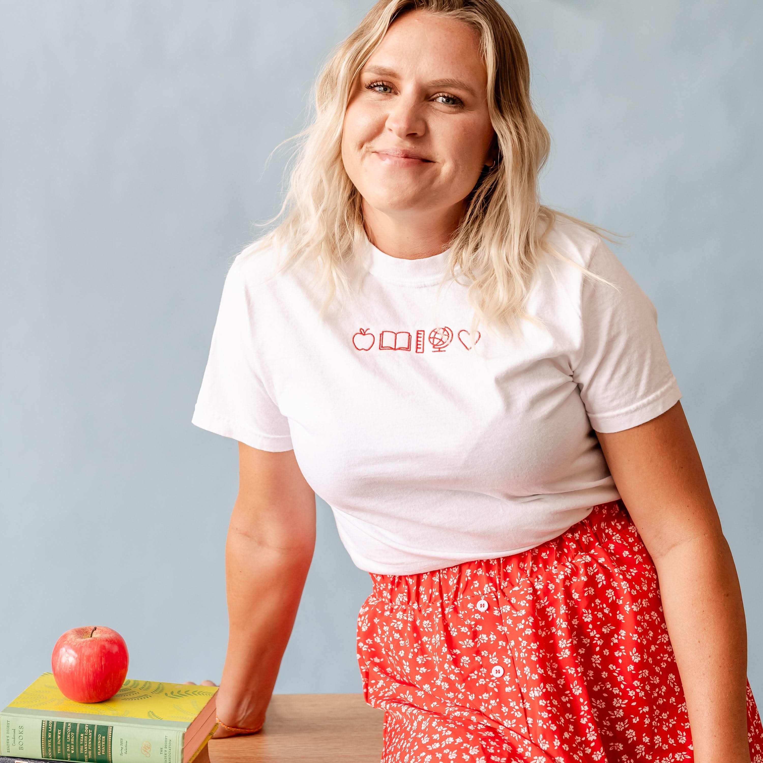 Embroidered Comfort Colors Tee - 5 School Things Little Mama Shirt Shop