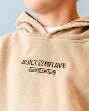 Embroidered/Printed - BUILT BRAVE HOODIE - Youth Pigment Little Mama Shirt Shop LLC