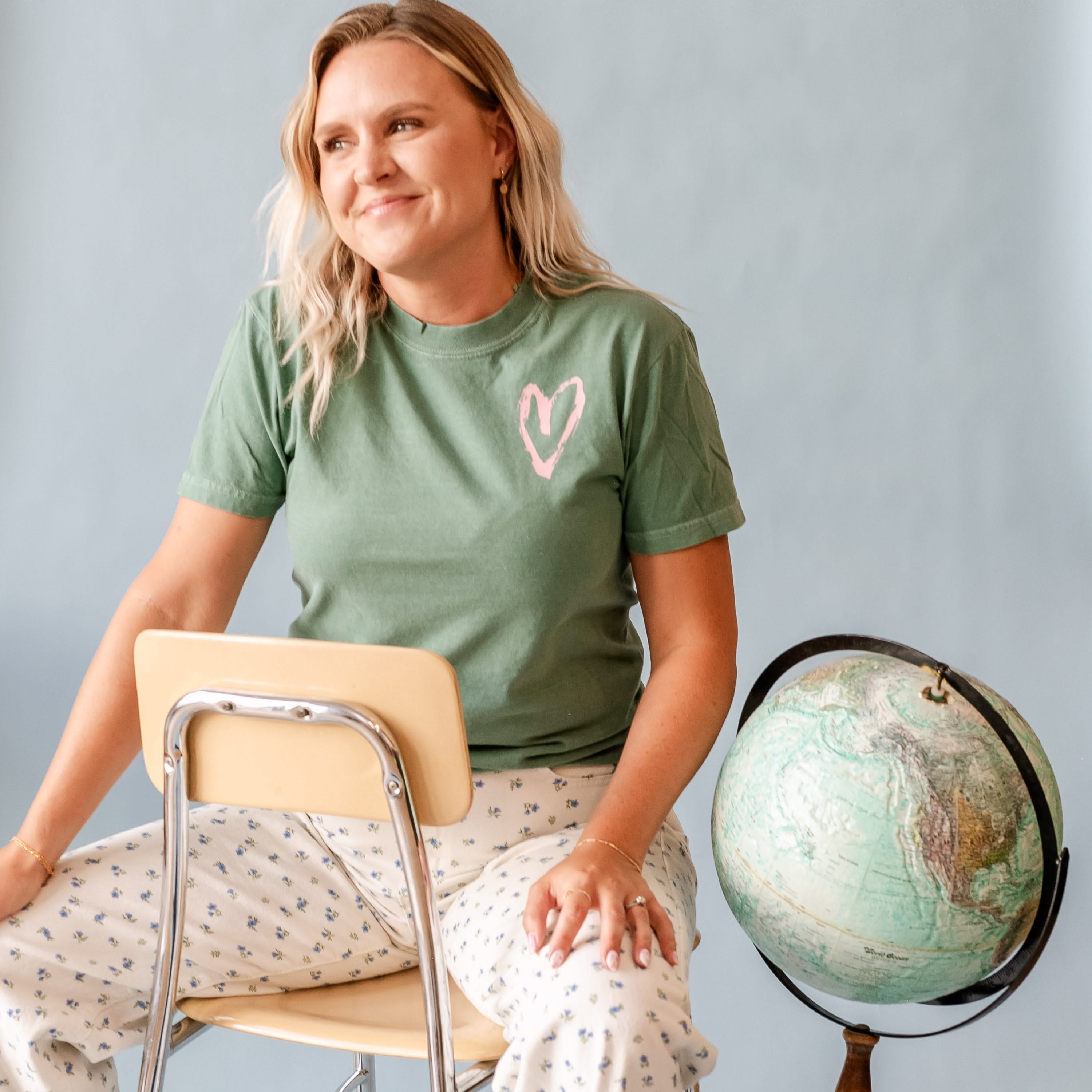 Big Heart - Teach Them Love Them Watch Them Grow (pf&b) - Comfort Colors Tee Little Mama Shirt Shop