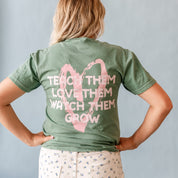 Big Heart - Teach Them Love Them Watch Them Grow (pf&b) - Comfort Colors Tee Little Mama Shirt Shop