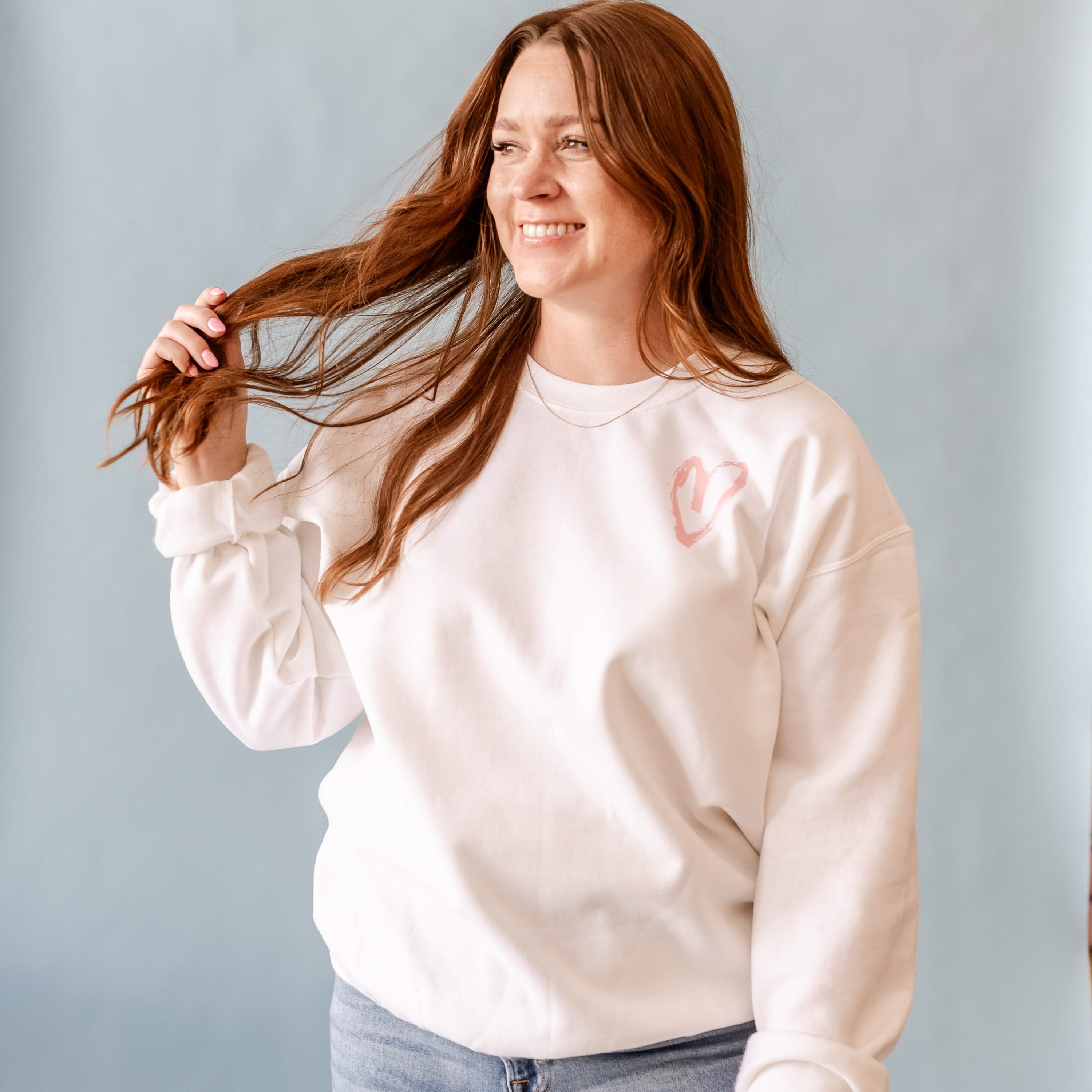 Big Heart - Teach Them Love Them Watch Them Grow (pf&b) - White BASIC Fleece Little Mama Shirt Shop LLC