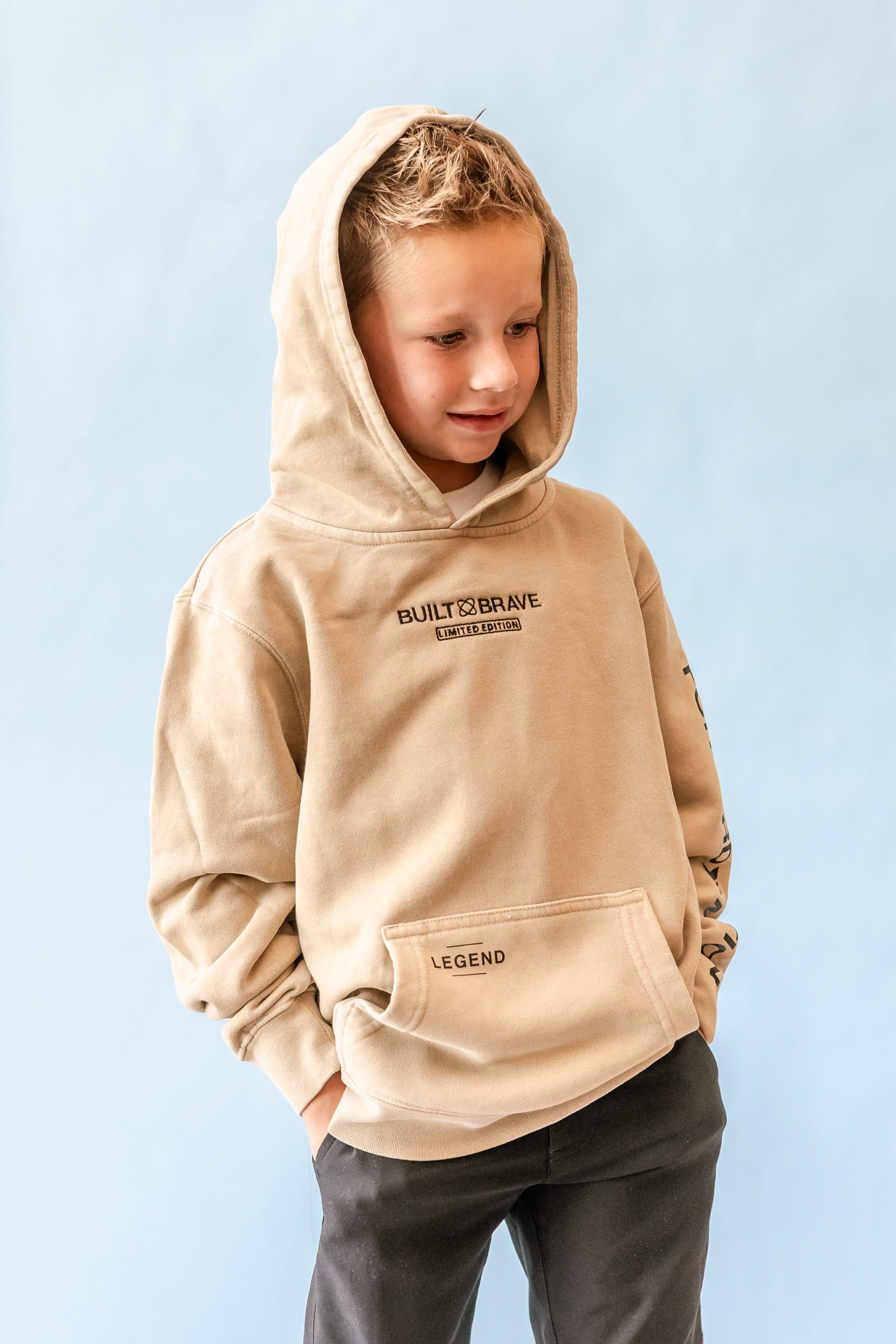 BUILT BRAVE HOODIE - Embroidered/Printed Youth Pigment Little Mama Shirt Shop LLC