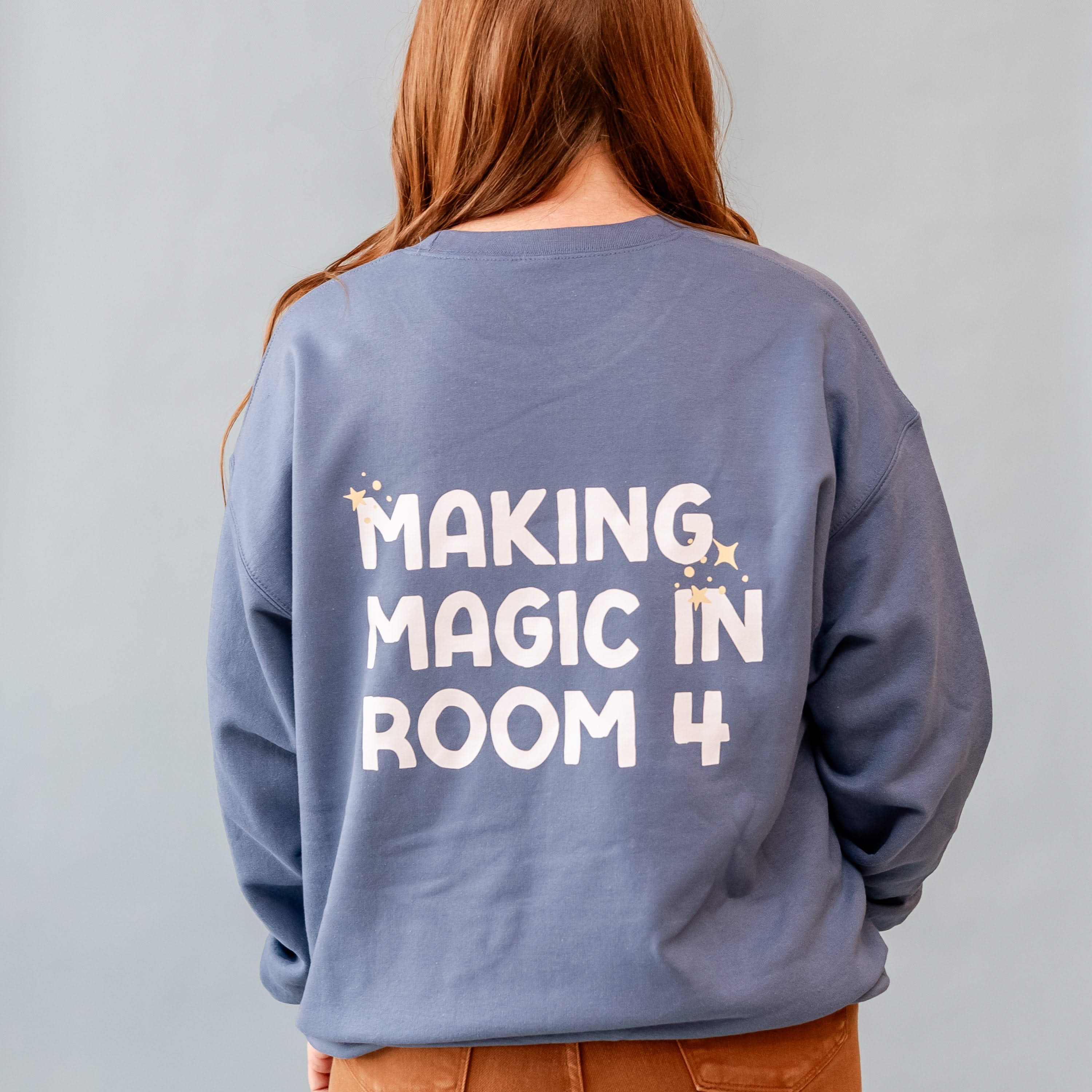 Making Magic in Room (Custom Name & Number) - (pf&b) - BASIC Fleece Little Mama Shirt Shop LLC