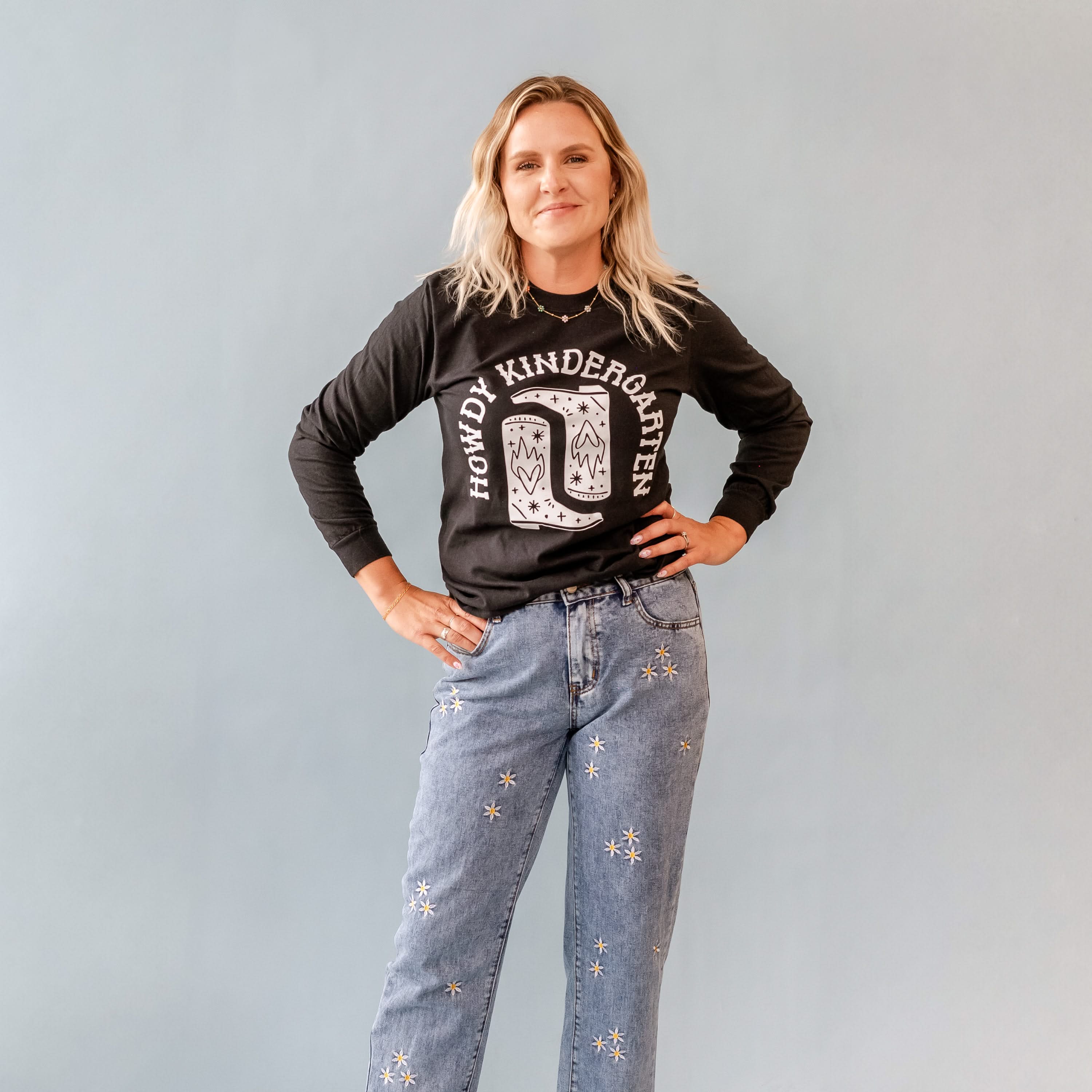 Howdy (Choose Your Grade) - LONG SLEEVE Comfort Colors Tee Little Mama Shirt Shop