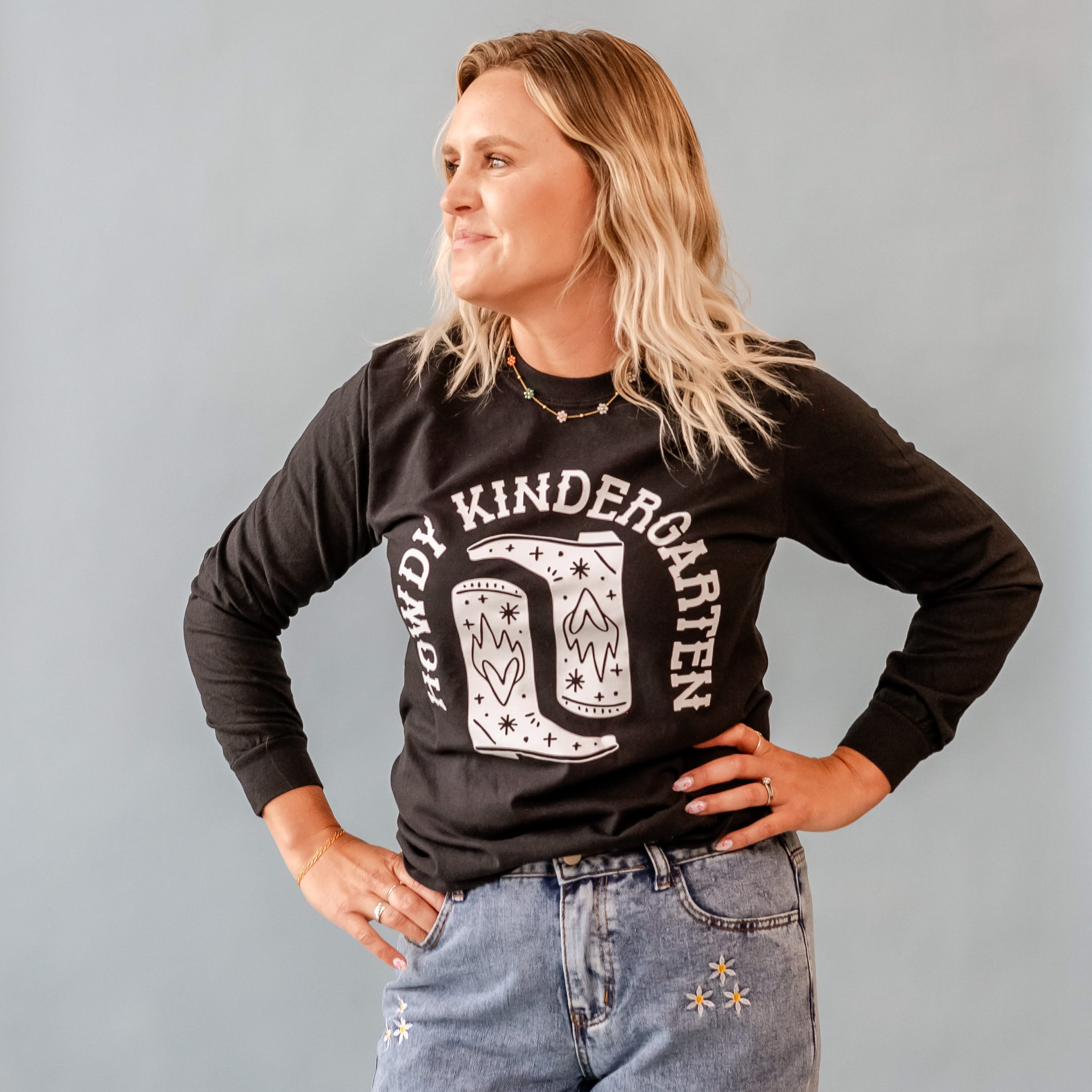 Howdy (Choose Your Grade) - LONG SLEEVE Comfort Colors Tee Little Mama Shirt Shop