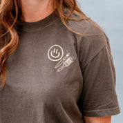 You Belong Here - Smiley and Supplies (pf&b) - Comfort Colors Tee Little Mama Shirt Shop