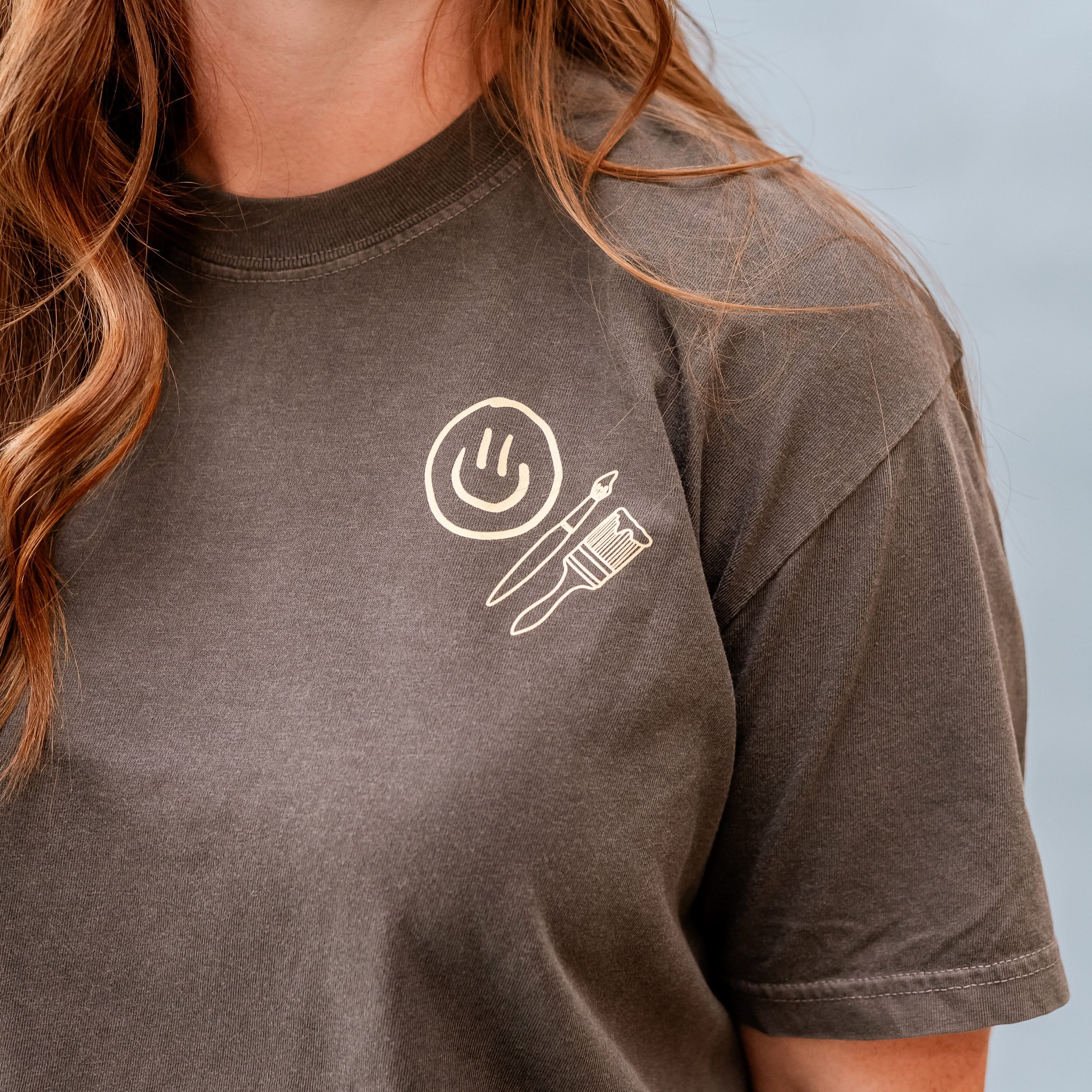 You Belong Here - Smiley and Supplies (pf&b) - Comfort Colors Tee Little Mama Shirt Shop