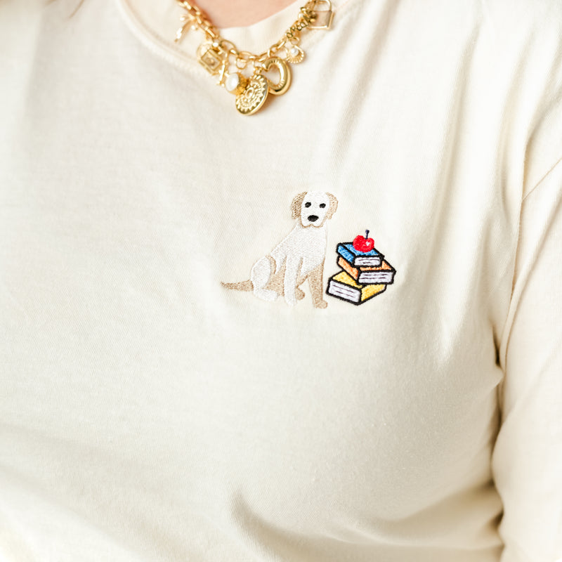 EMBROIDERED - SCHOOL PUP - LONG SLEEVE COMFORT COLORS TEE