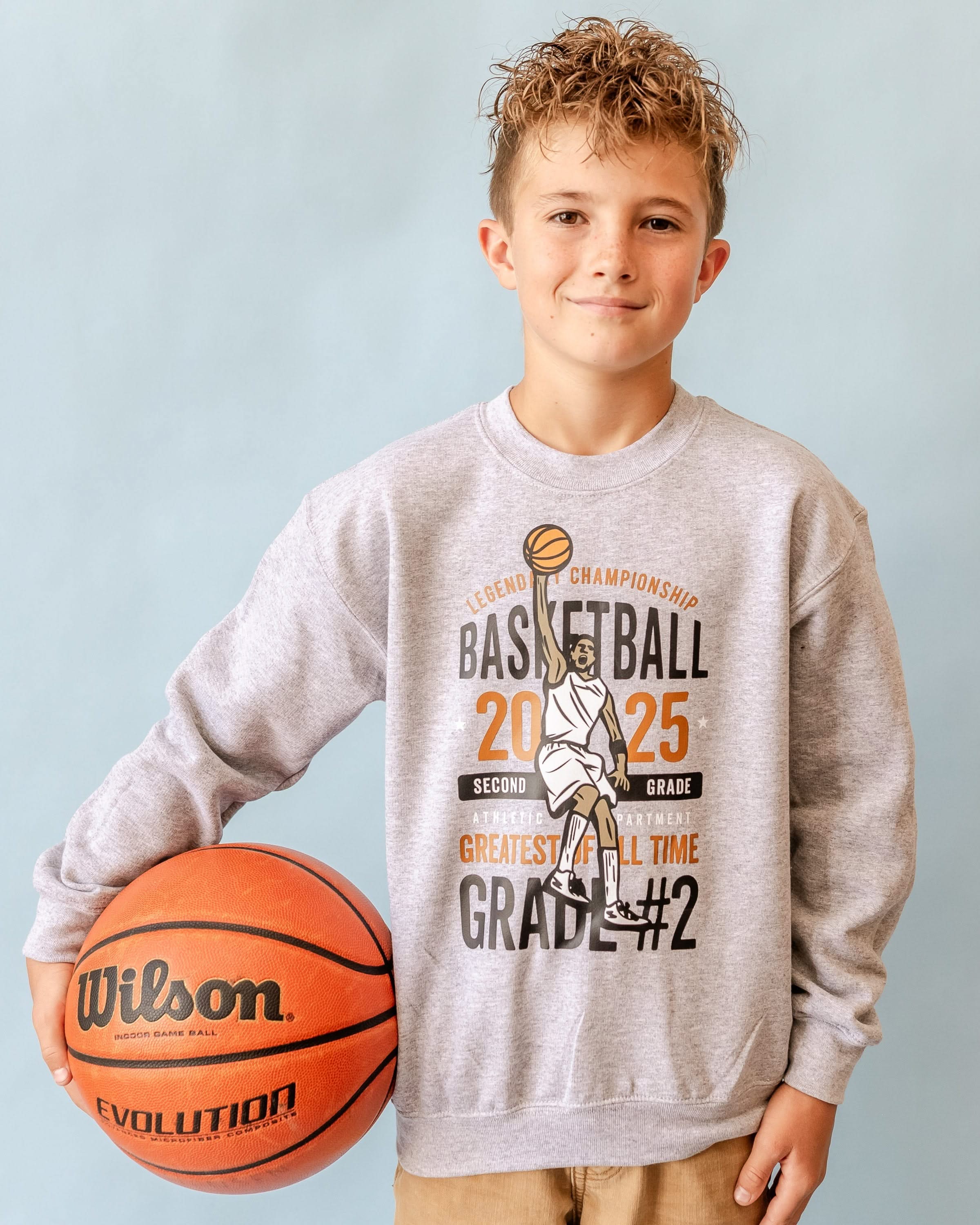 Legendary Basketball (Choose Your Grade) - Gray Child Sweater Little Mama Shirt Shop