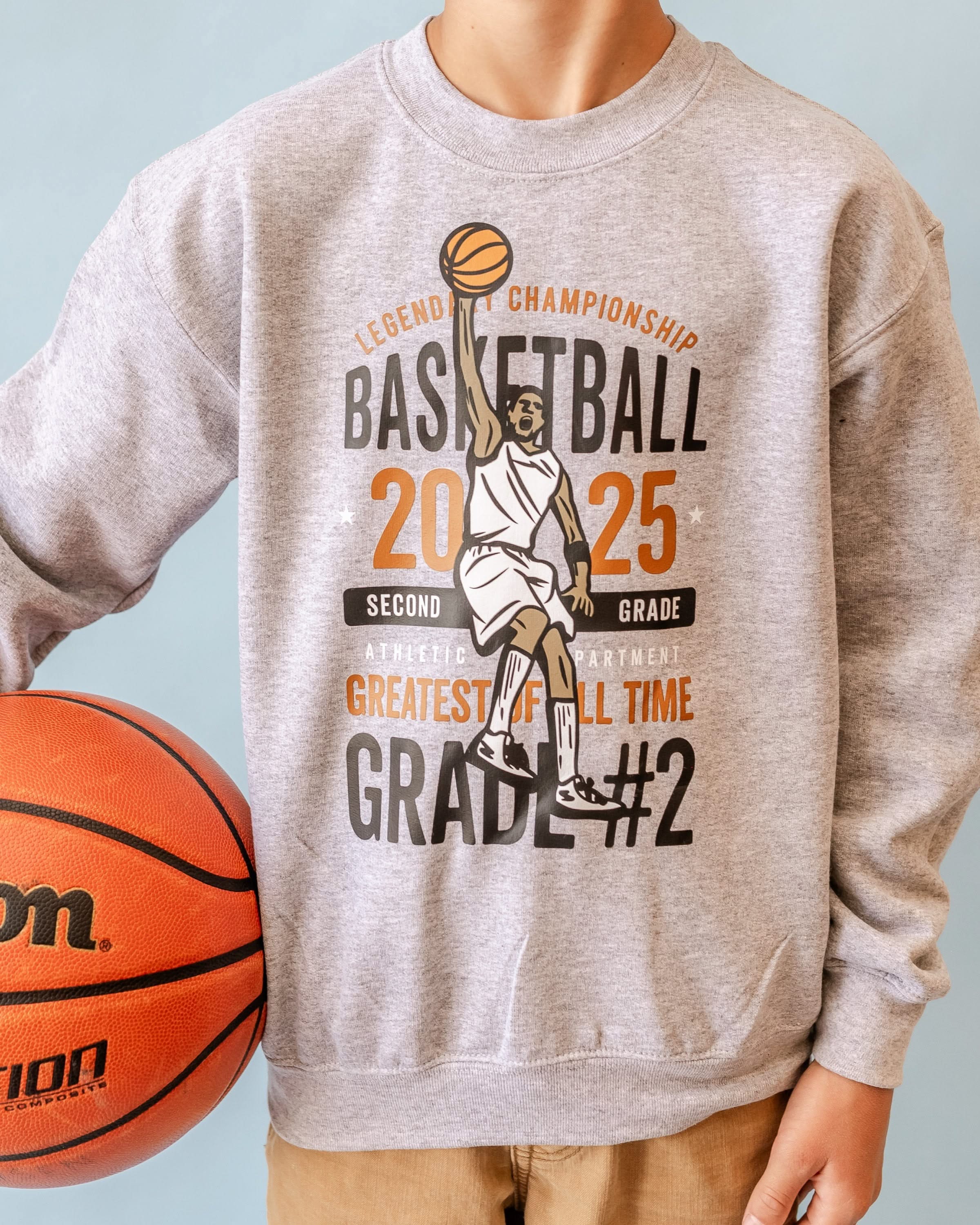 Legendary Basketball (Choose Your Grade) - Gray Child Sweater Little Mama Shirt Shop