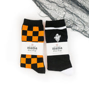 LMSS® CREW SOCKS - Halloween Checks - Child Size Little Mama Shirt Shop